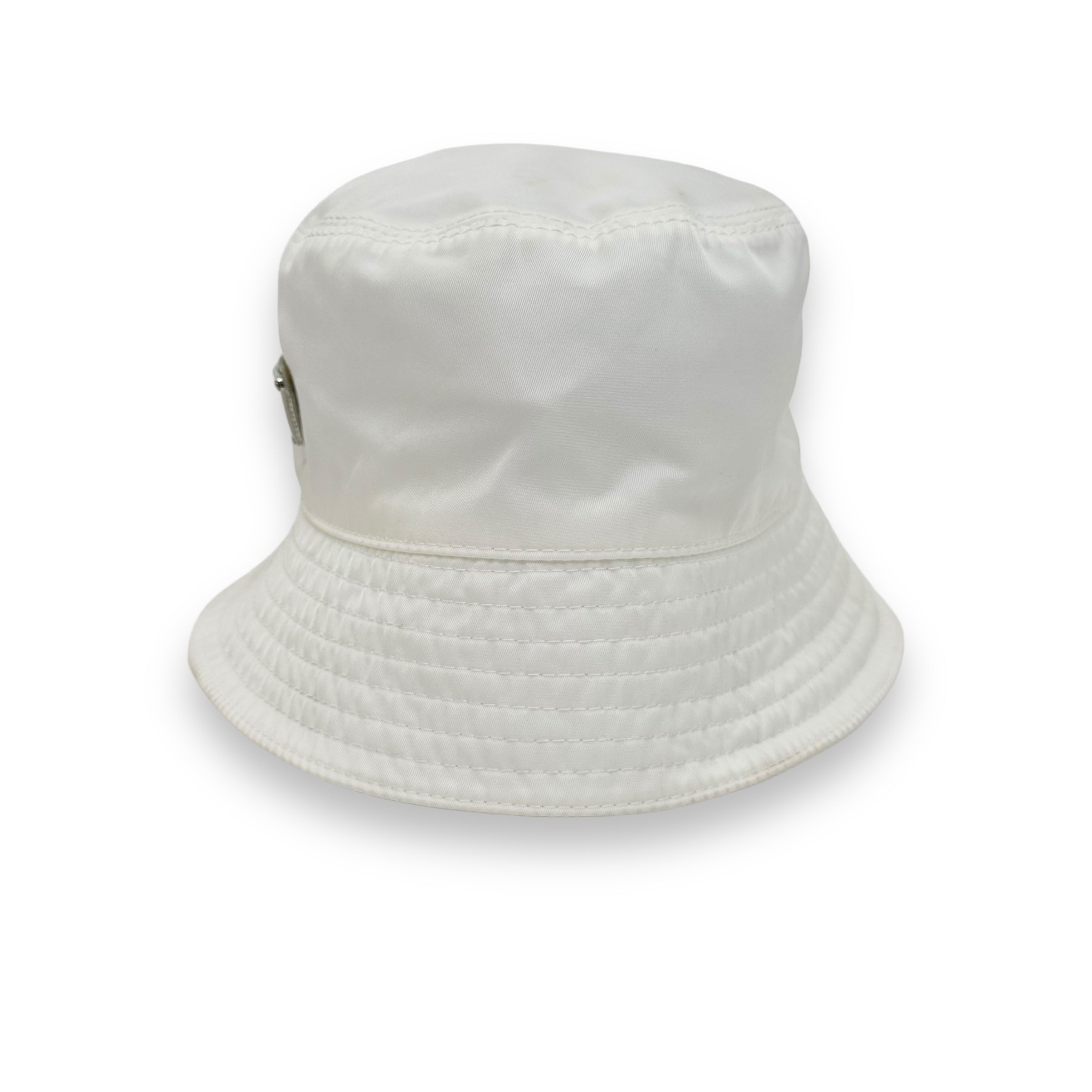 PRADA RE-NYLON BUCKET HAT WHITE M