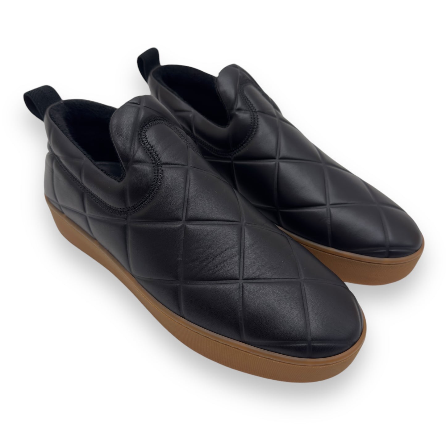 BOTTEGA VENETA BV QUILT SLIP ON LEATHER SNEAKER BLACK UK11