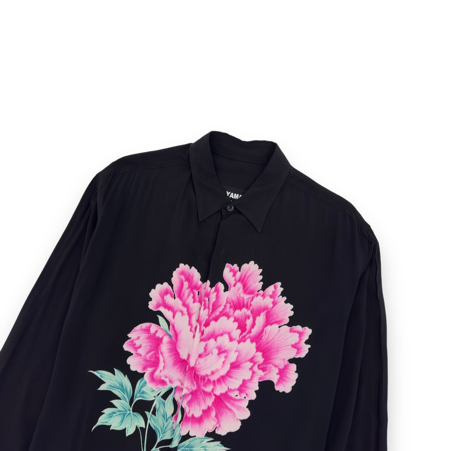 YOHJI YAMAMOTO FLORAL-PRINT LONG-SLEEVE SHIRT BLACK / PINK L