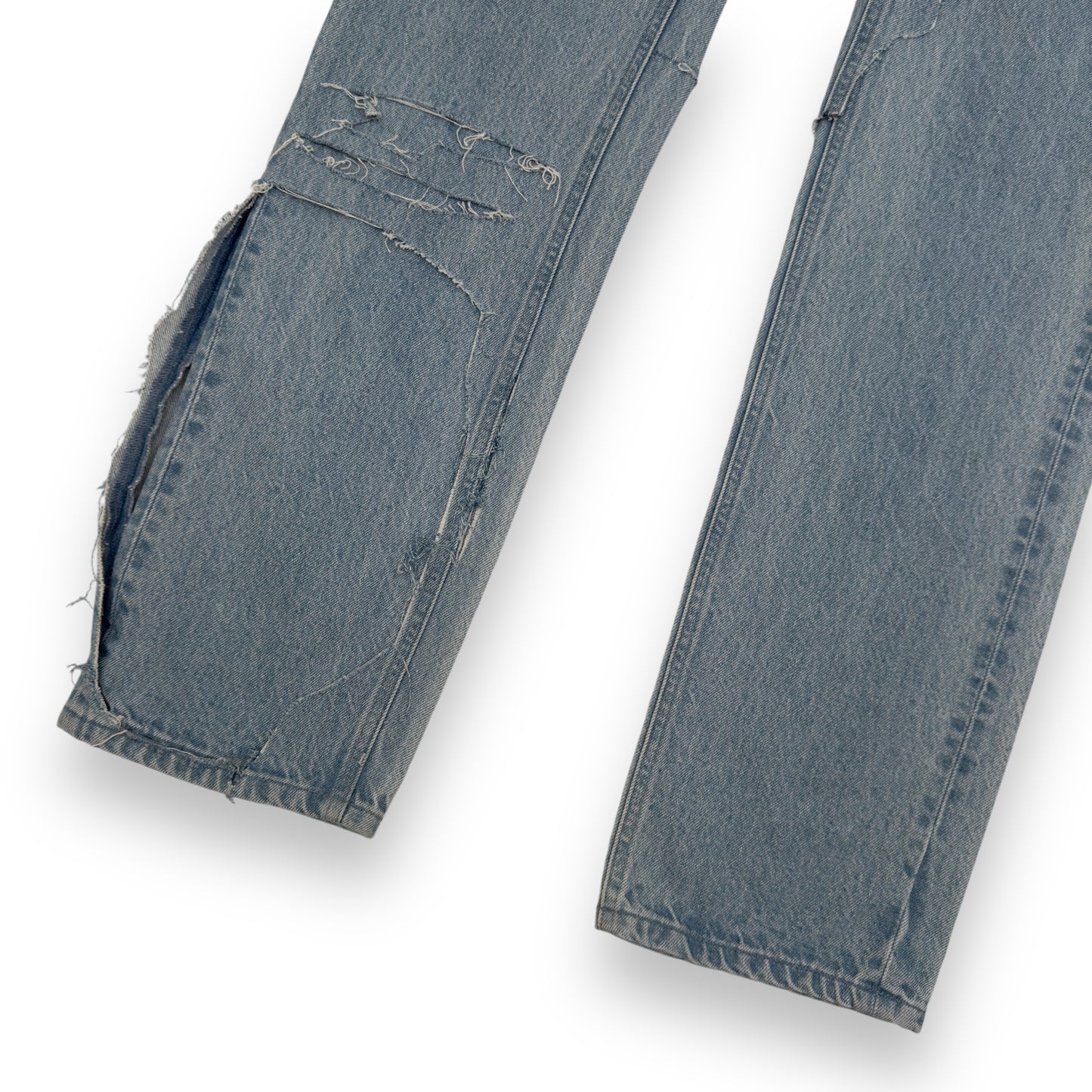 RAF SIMONS SS20 'DESTROYED' DOUBLE LAYERED DENIM JEANS BLUE 33"