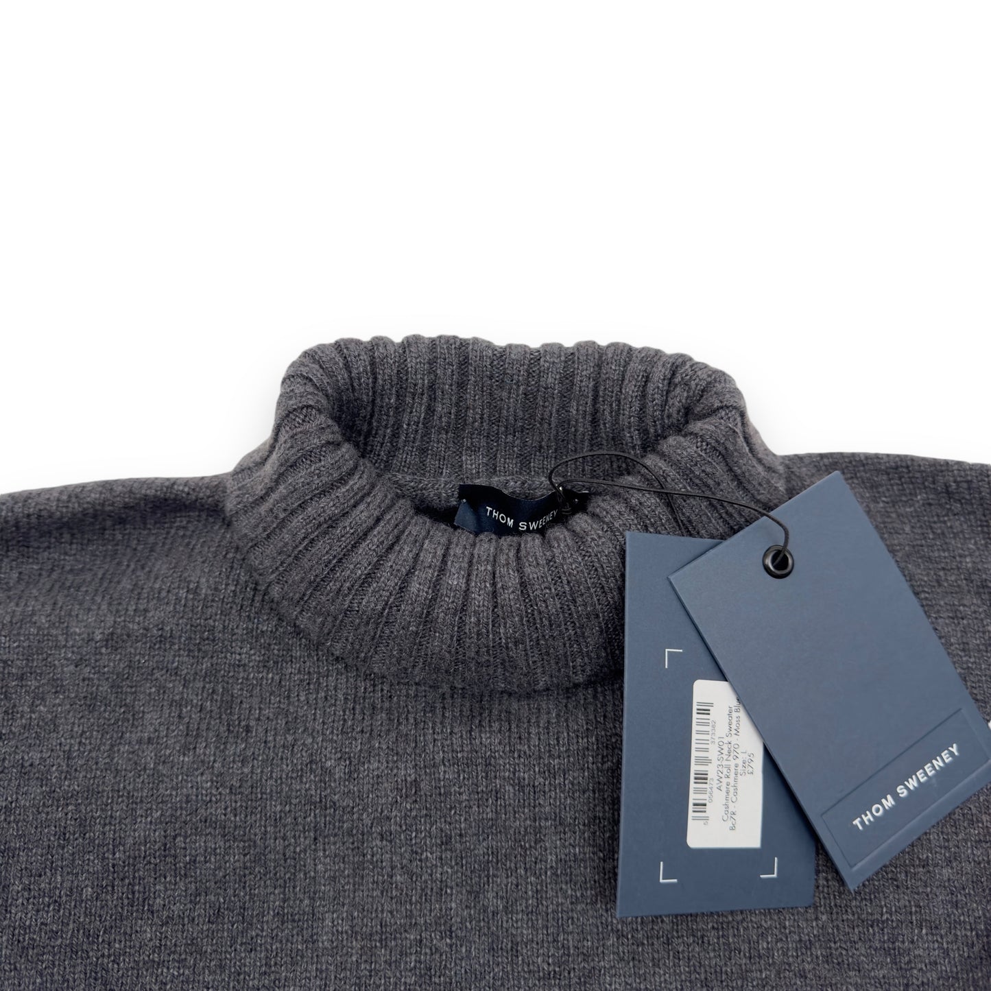 THOM SWEENEY AW23 CASHMERE ROLL NECK SWEATER GREY L