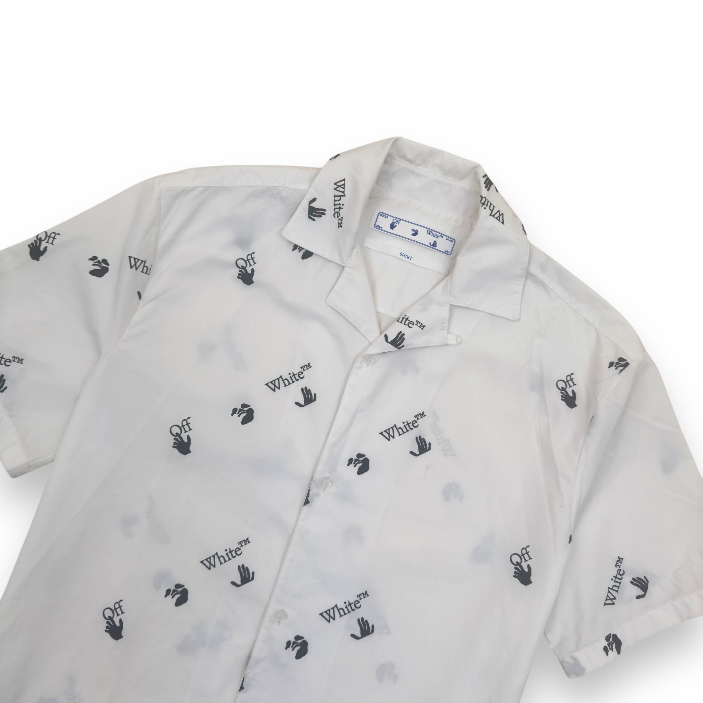 OFF-WHITE LOGO ALLOVER HOLIDAY SHIRT WHITE / BLACK M