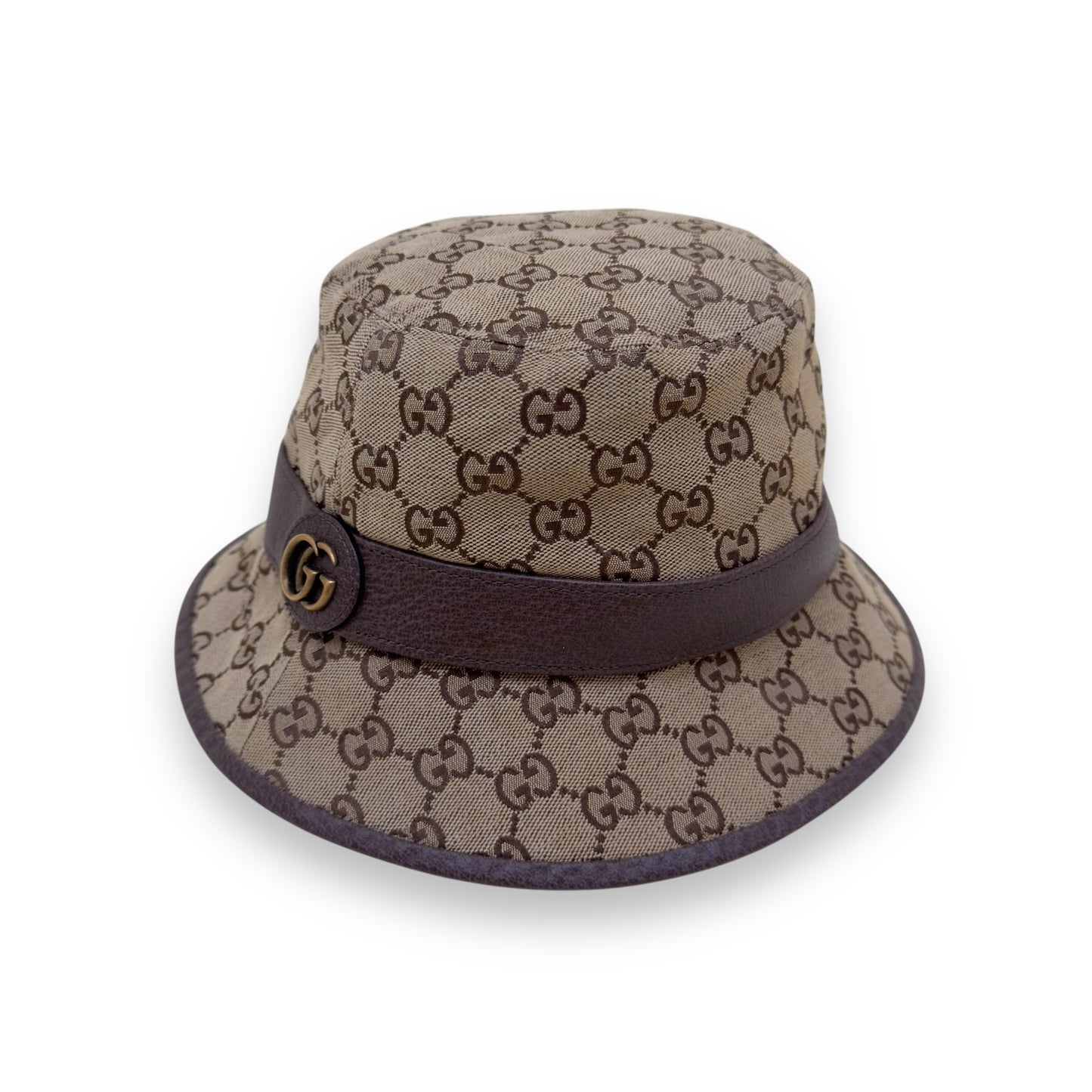 GUCCI GG CANVAS FEDORA HAT BROWN M