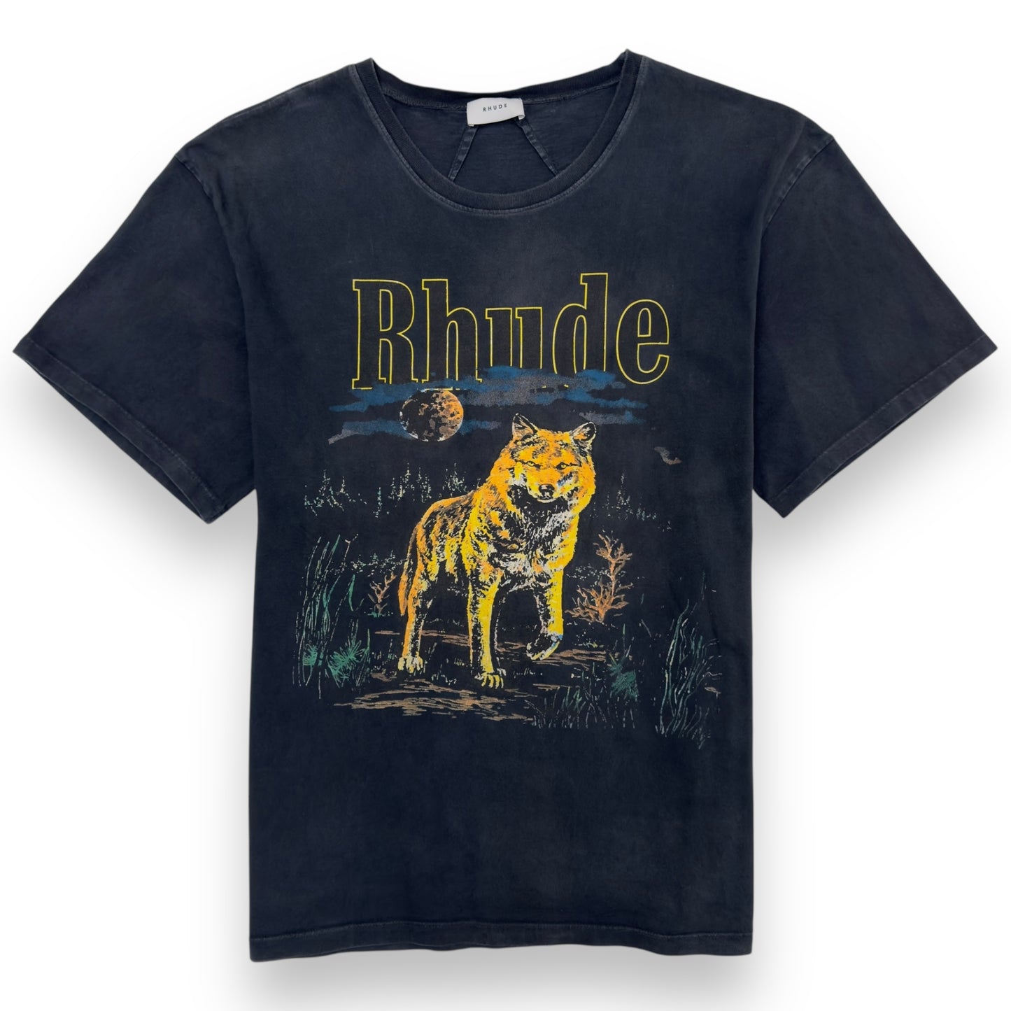 RHUDE AW22 DISTRESSED WOLF T-SHIRT NAVY BLUE XL