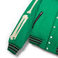 AMIRI LOGO-EMBOIDERED APPLIQUÉD BONE WOOL JACKET GREEN / WHITE 50 / L