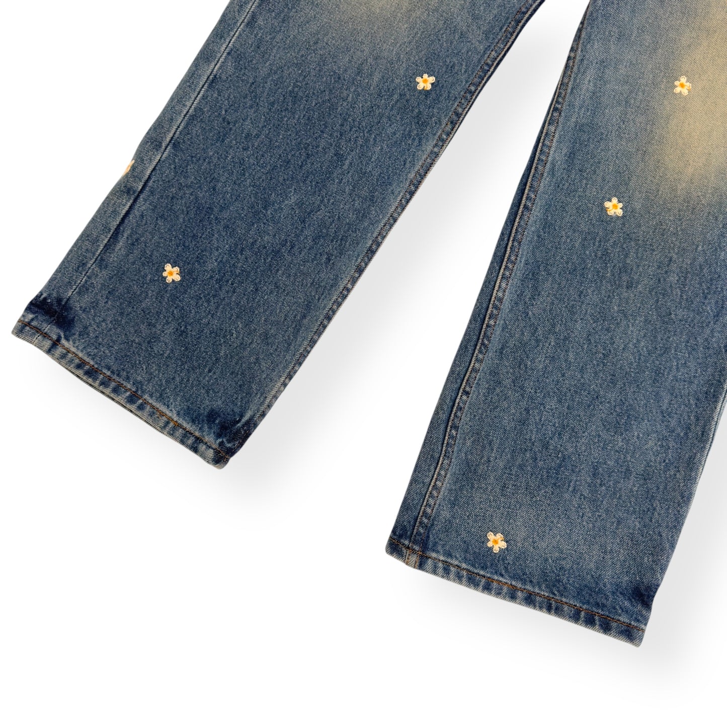 CHERRY LA BLOSSOM STRAIGHT-LEG EMBROIDERED JEANS BLUE W32”