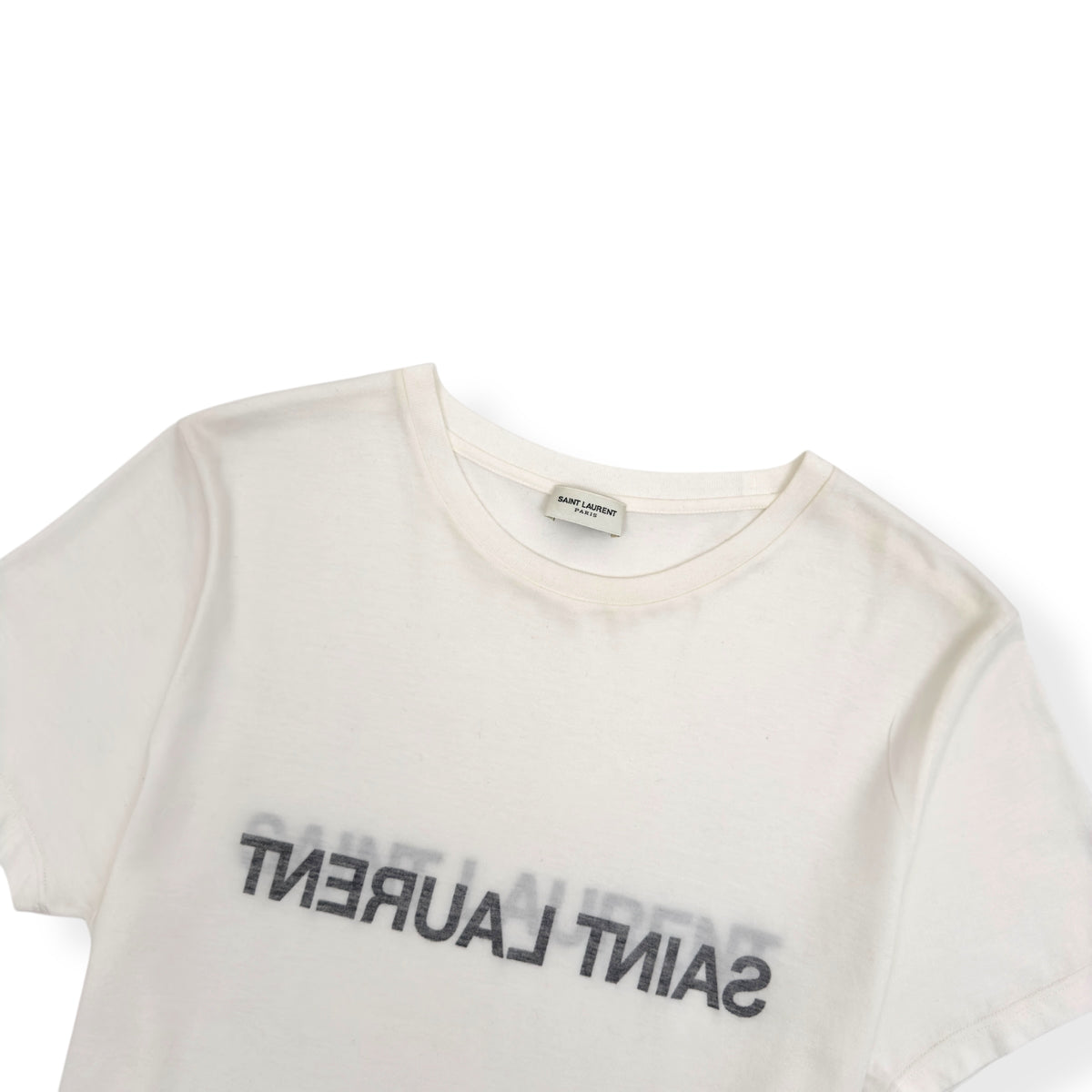 SAINT LAURENT LOGO-PRINT COTTON T-SHIRT WHITE / BLACK M