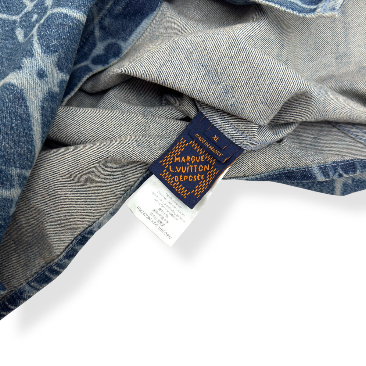 LOUIS VUITTON MONOGRAM PRINTED DENIM SHORT-SLEEVE BLUE XL