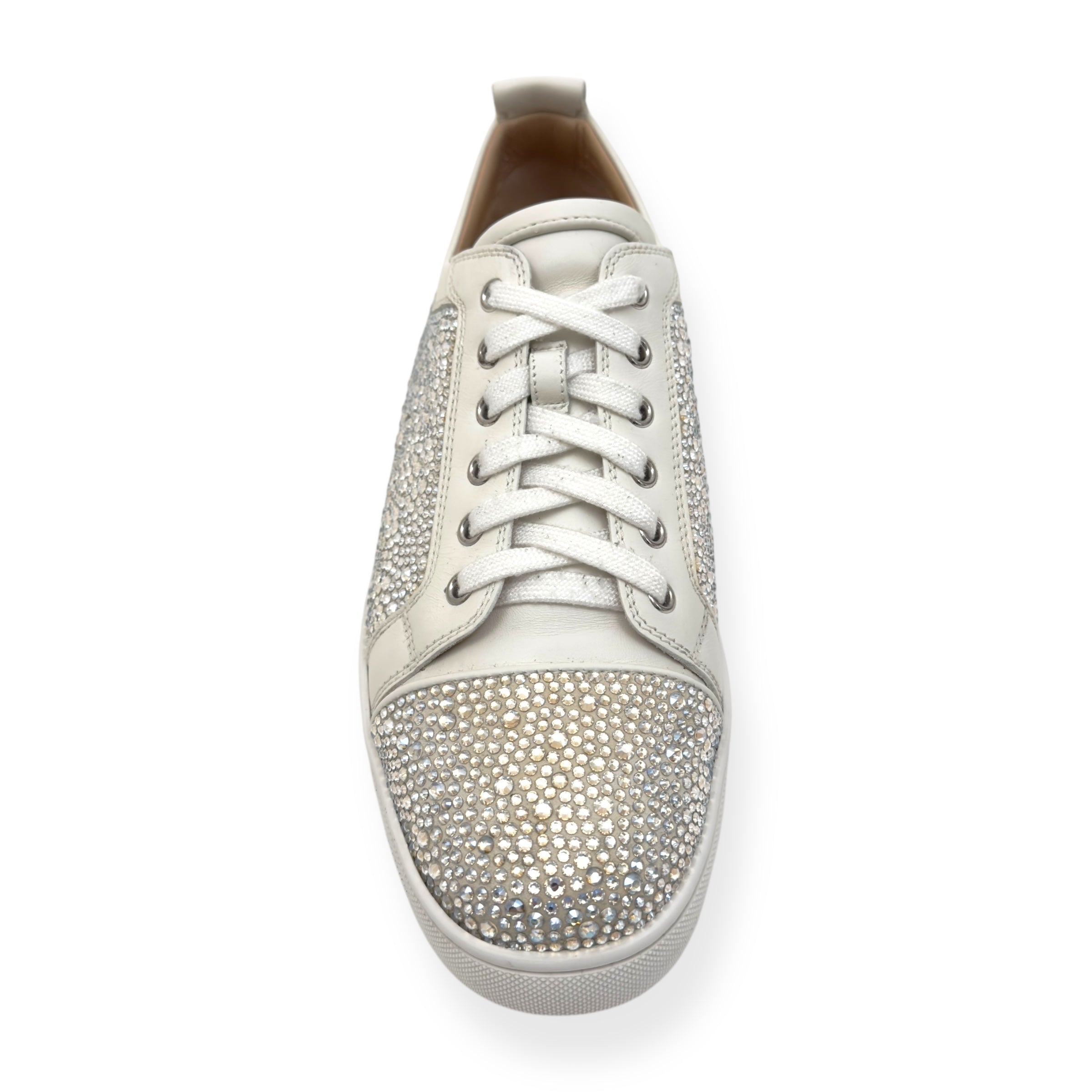 CHRISTIAN LOUBOUTIN LOUIS JUNIOR STRASS EMBELLISHED LOW TOP SNEAKER WHITE 43 / UK9