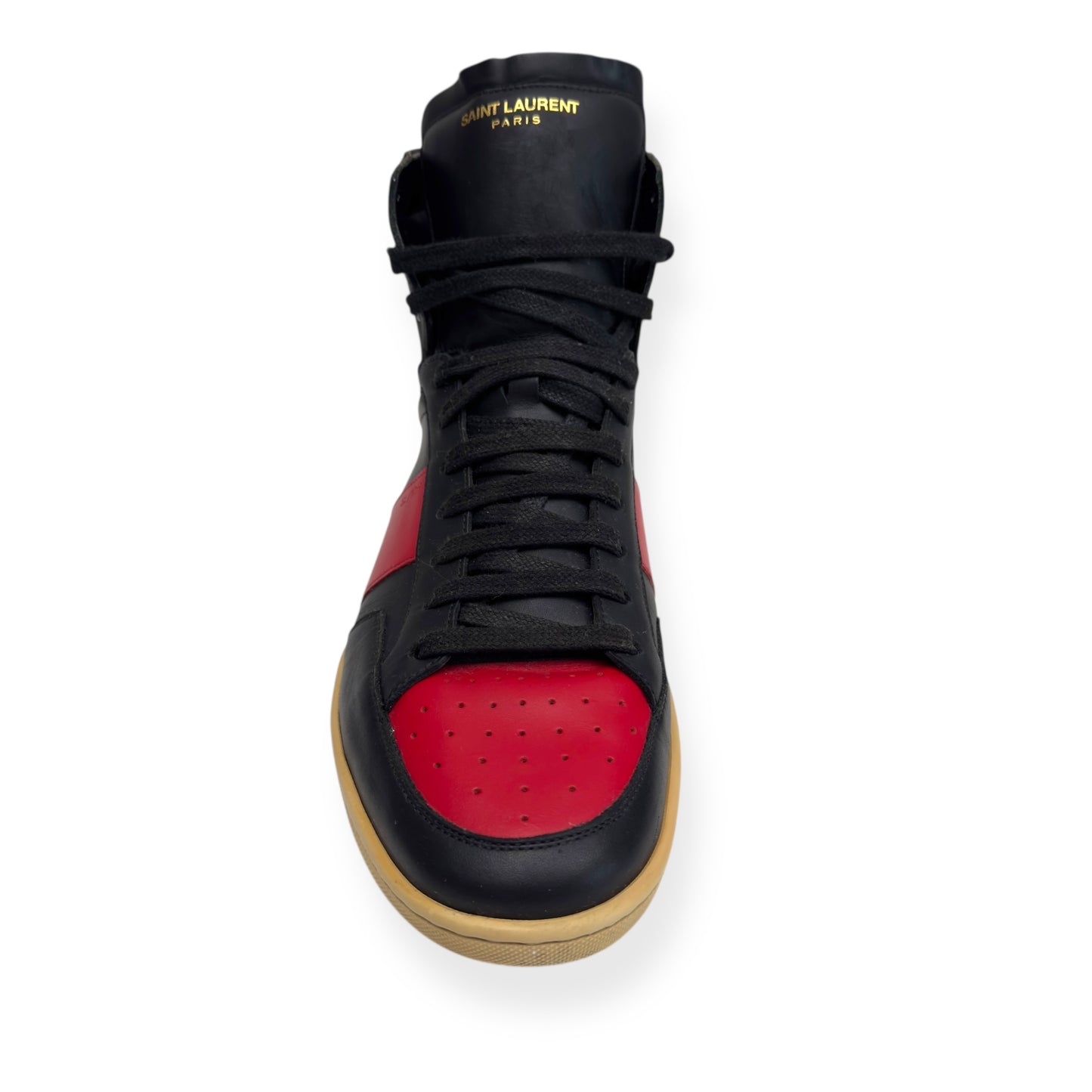 SAINT LAURENT SL-10 HIGH TOP LEATHER SNEAKER RED / BLACK UK9