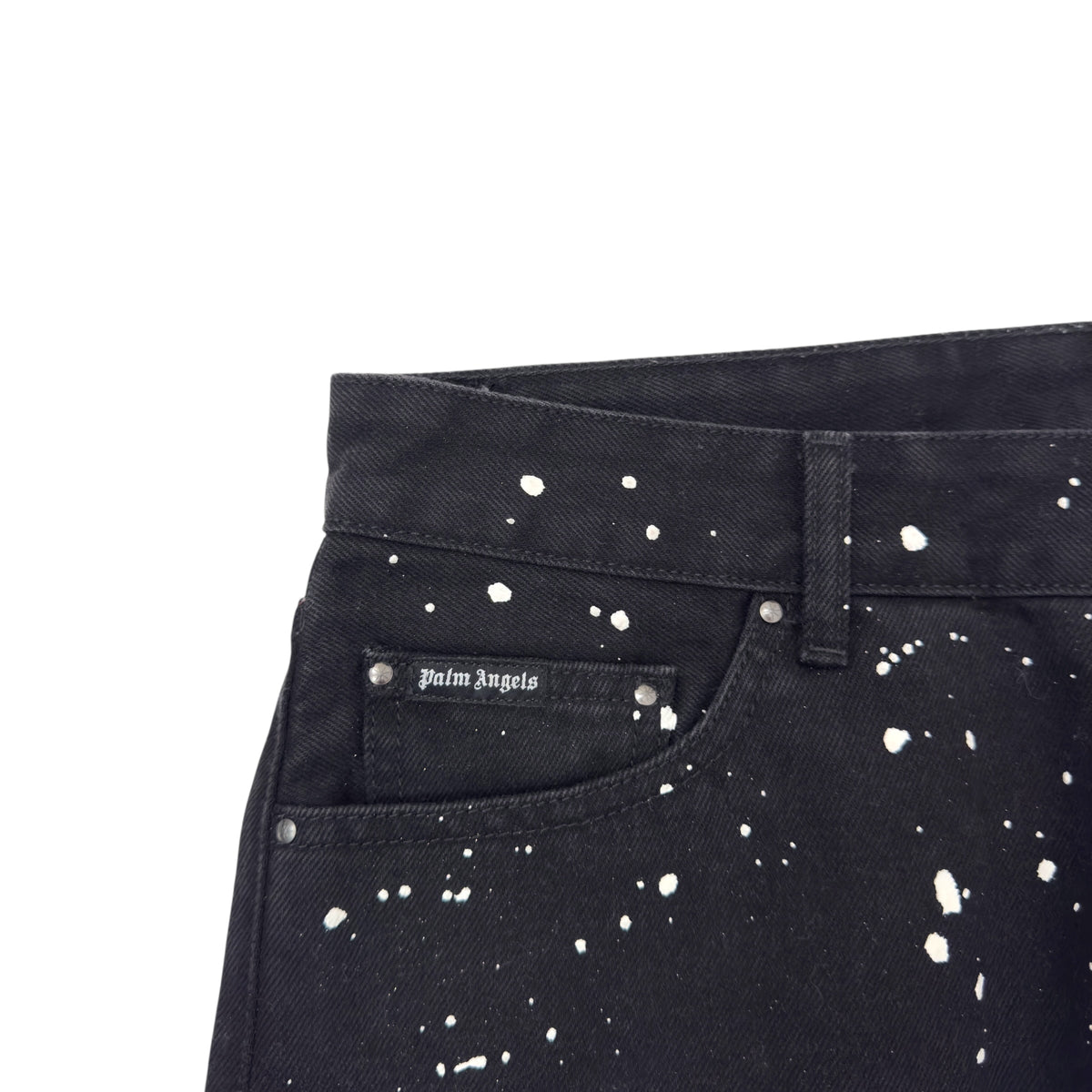PALM ANGELS CACTUS 5 POCKET DENIM JEANS BLACK / WHITE / BLUE W33”