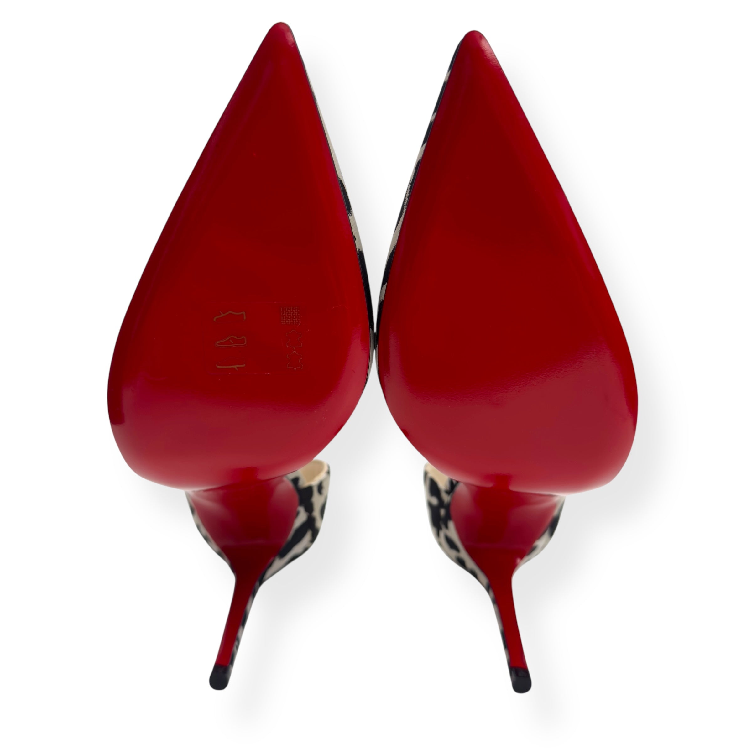 CHRISTIAN LOUBOUTIN PONY HAIR ANIMAL PRINT PUMPS BLACK / WHITE / RED 36 / UK3
