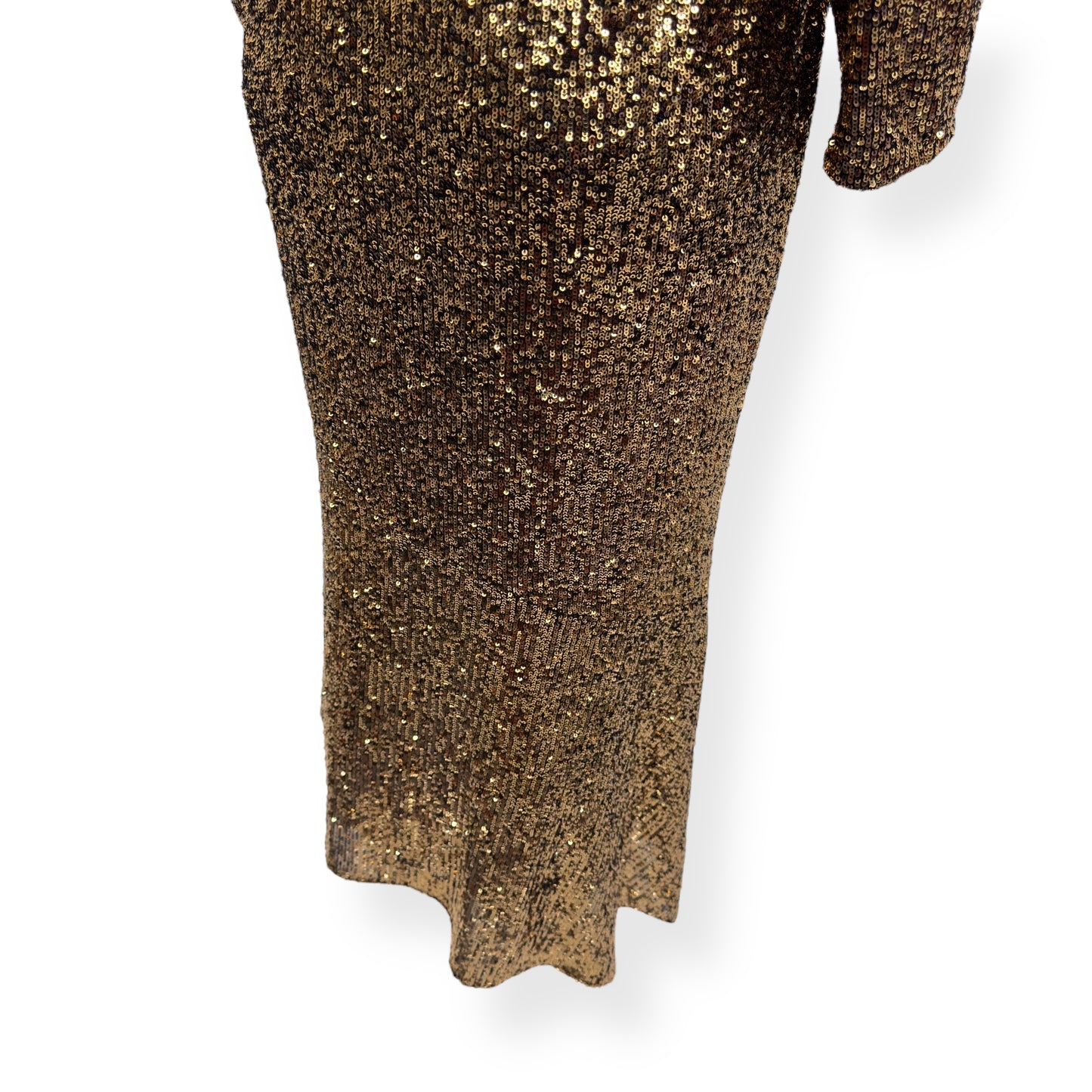 CEFINN JACQUETTA SEQUIN V NECK MAXI DRESS GOLD UK14