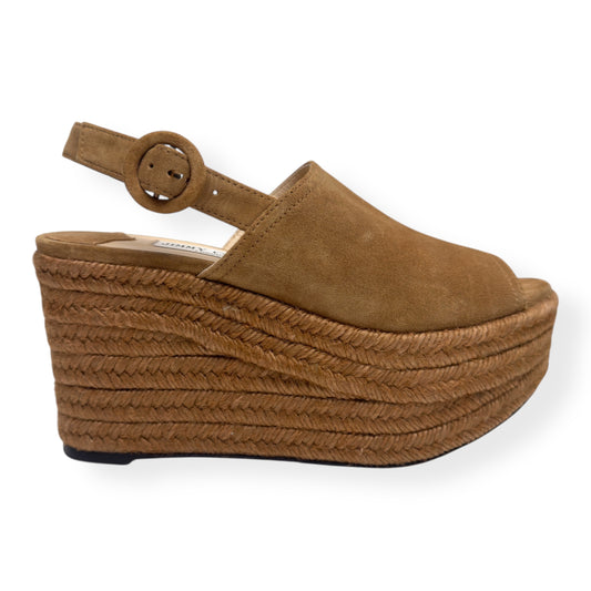 JIMMY CHOO DEYA 95 SUEDE ESPADRILLE WEDGE TAN 38 / UK5