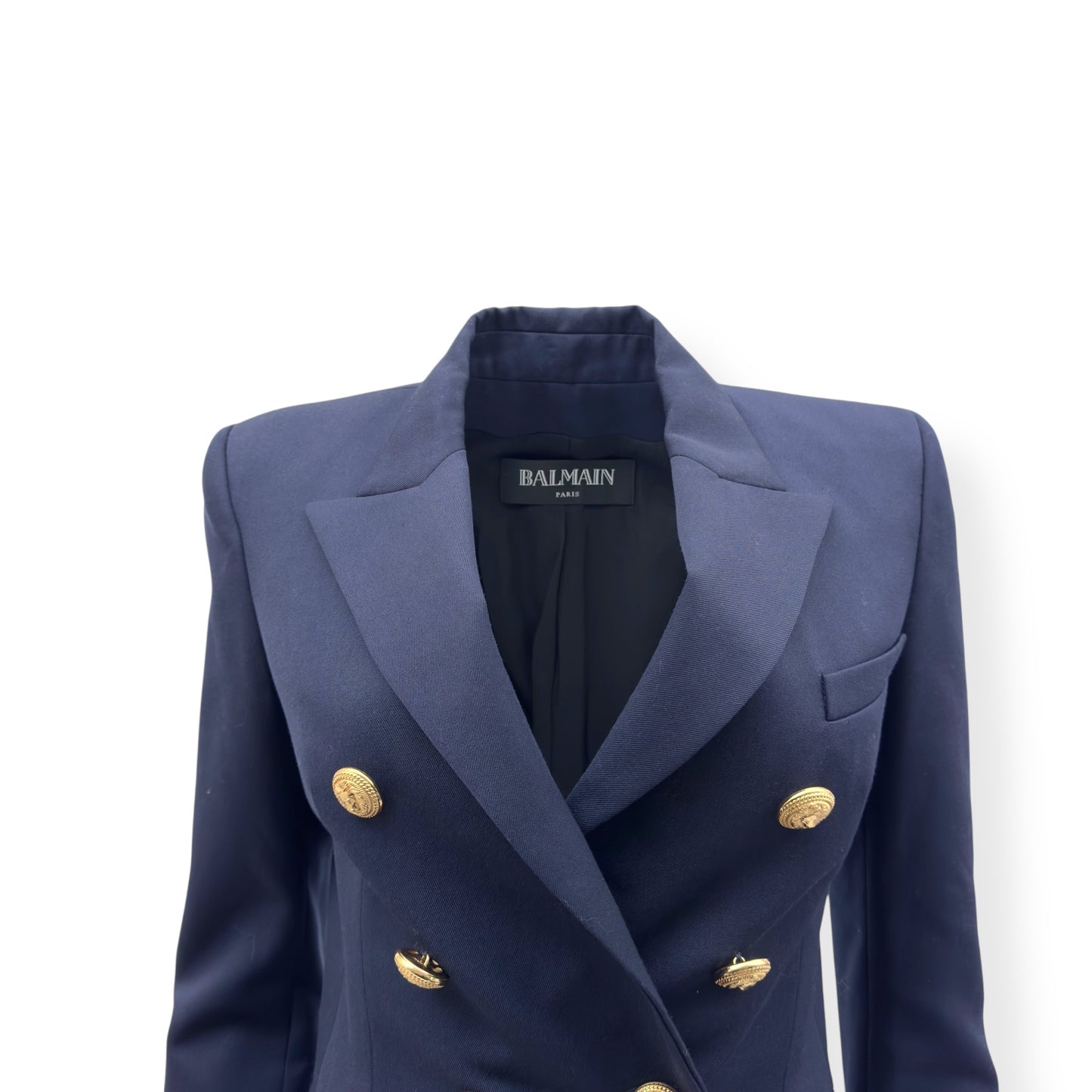 BALMAIN DOUBLE-BREASKTED WOOL BLAZER NAVY 38 / S / UK10