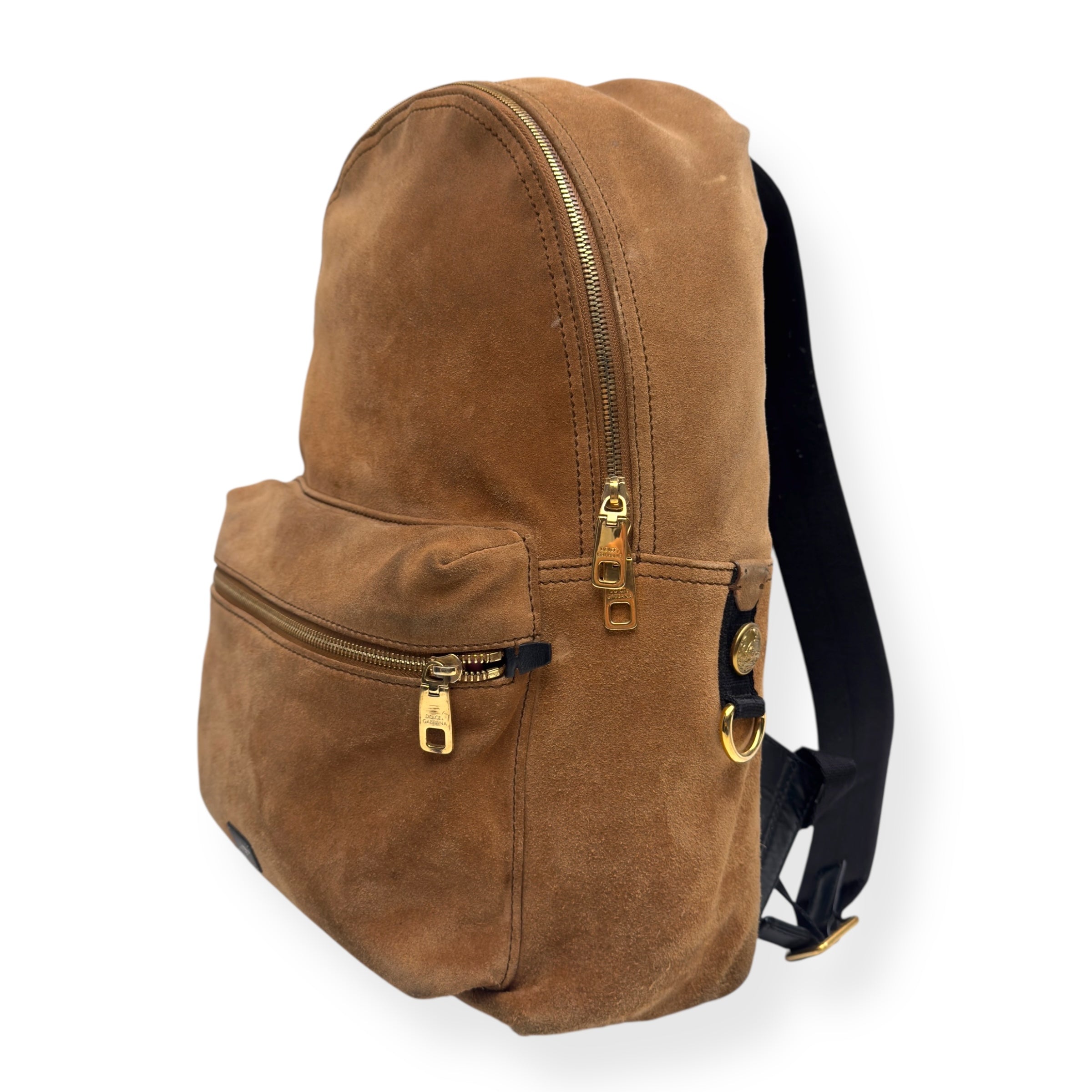 DOLCE & GABBANA SUEDE BACKPACK TAN / BLACK M
