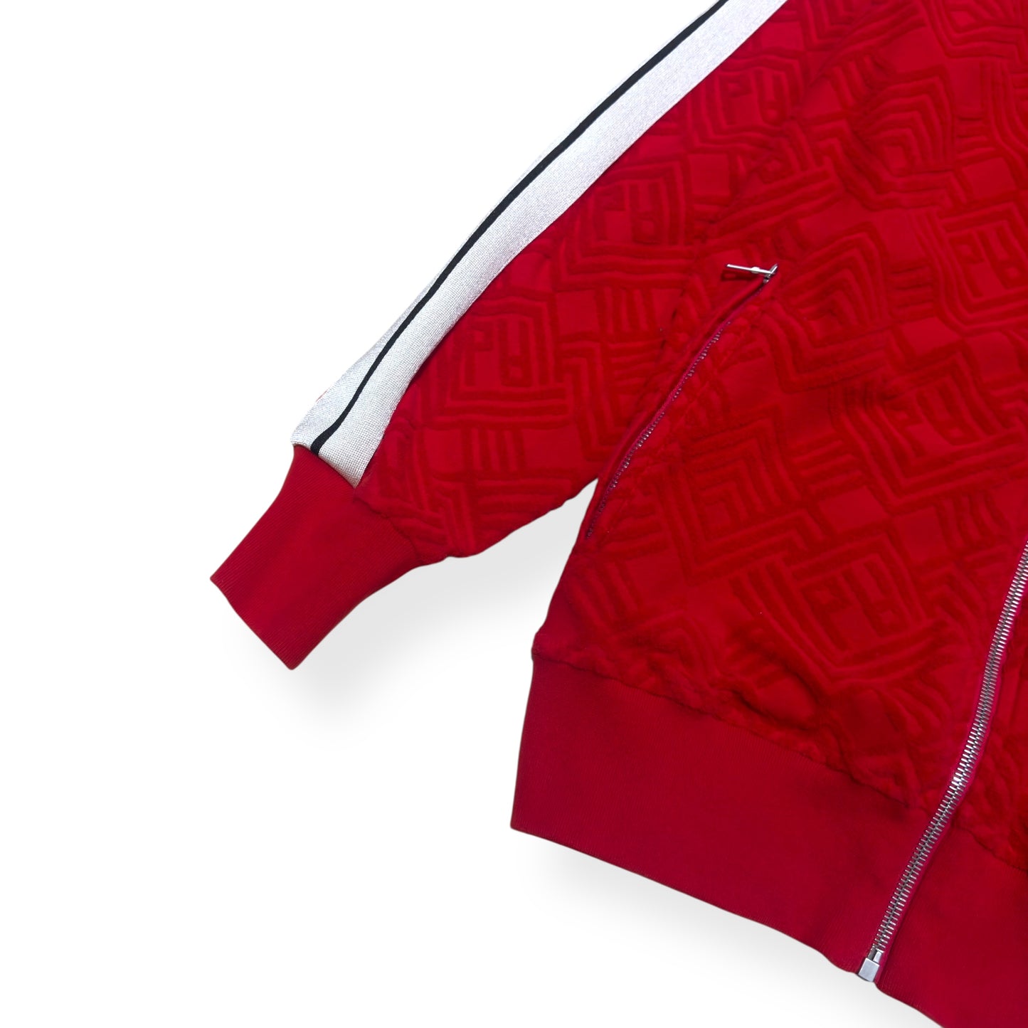 PALM ANGELS TERRY TRACK JACKET RED / WHITE L