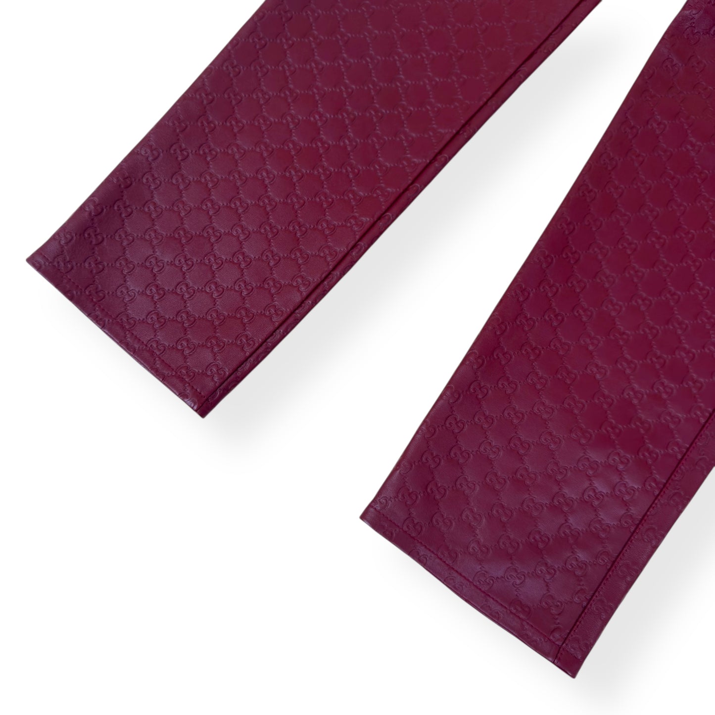 GUCCI GG EMBOSSED LEATHER TROUSERS RED 50 / L