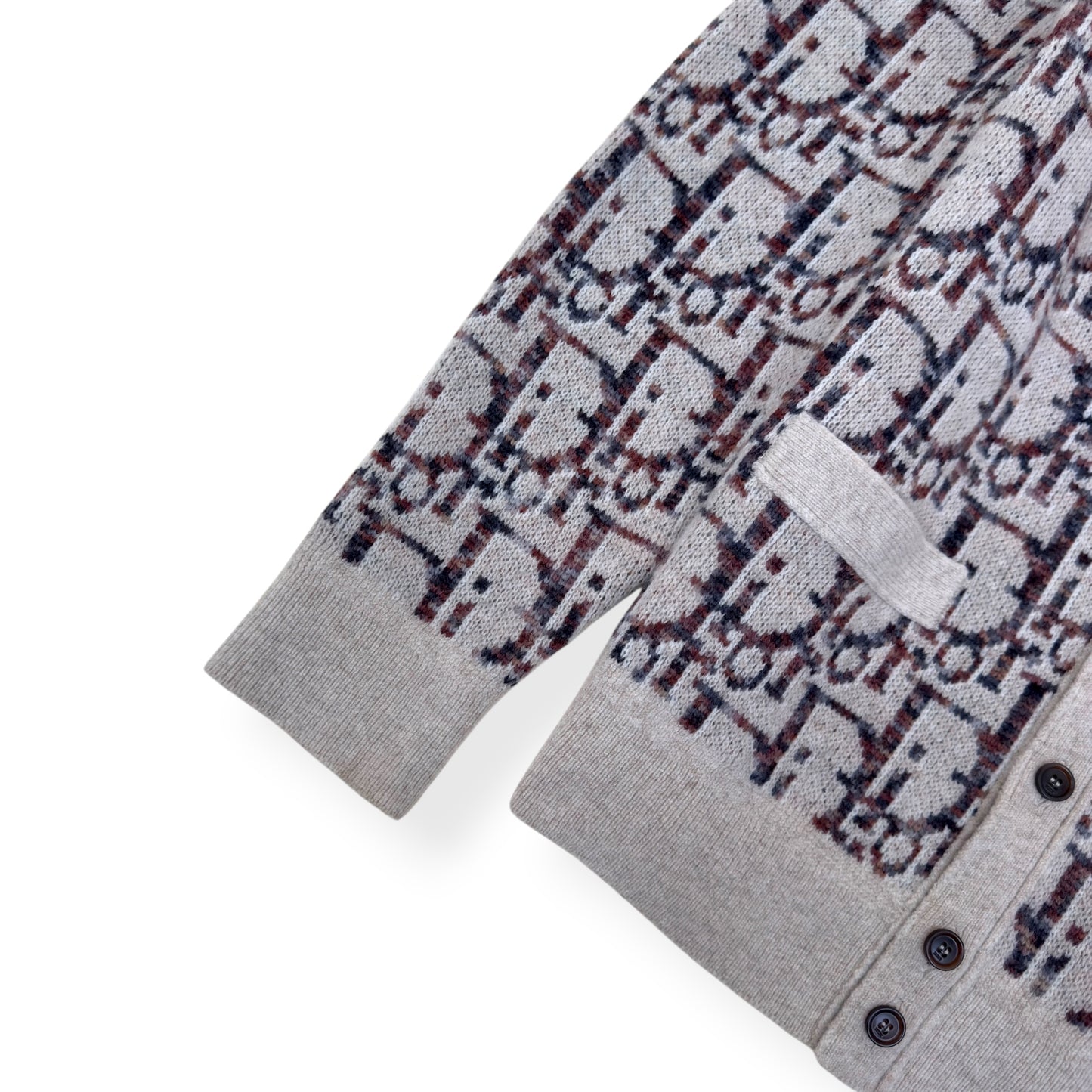 DIOR OBLIQUE VIRGIN WOOL JACQUARD CARDIGAN BEIGE / BROWN XXL