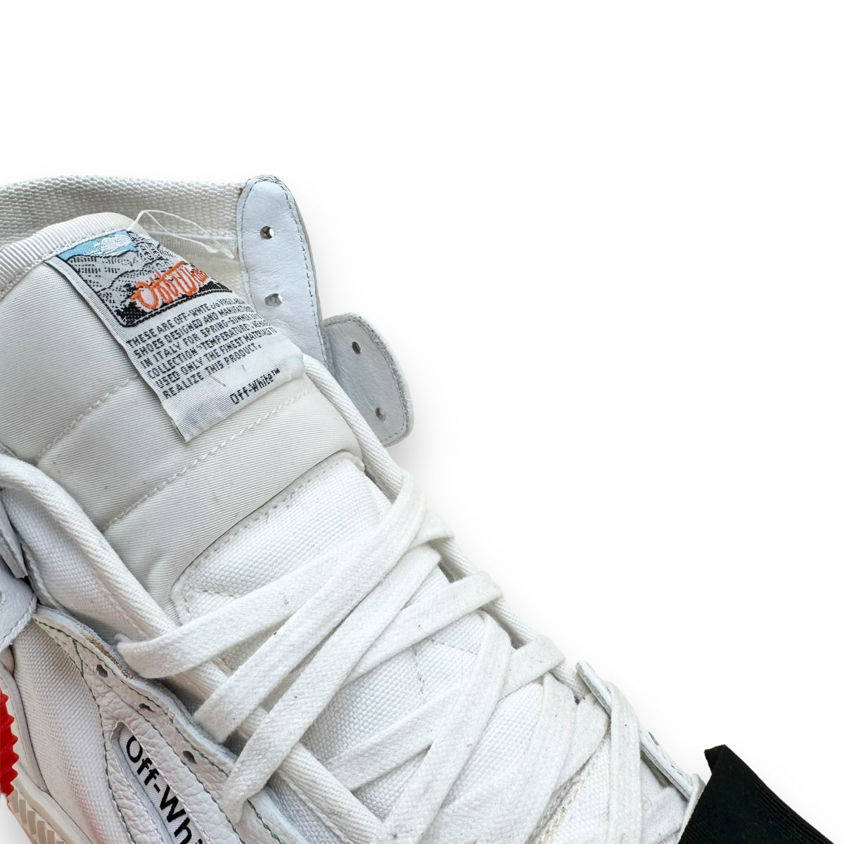 OFF-WHITE OFF-COURT LEATHER HIGH TOP SNEAKER WHITE UK9