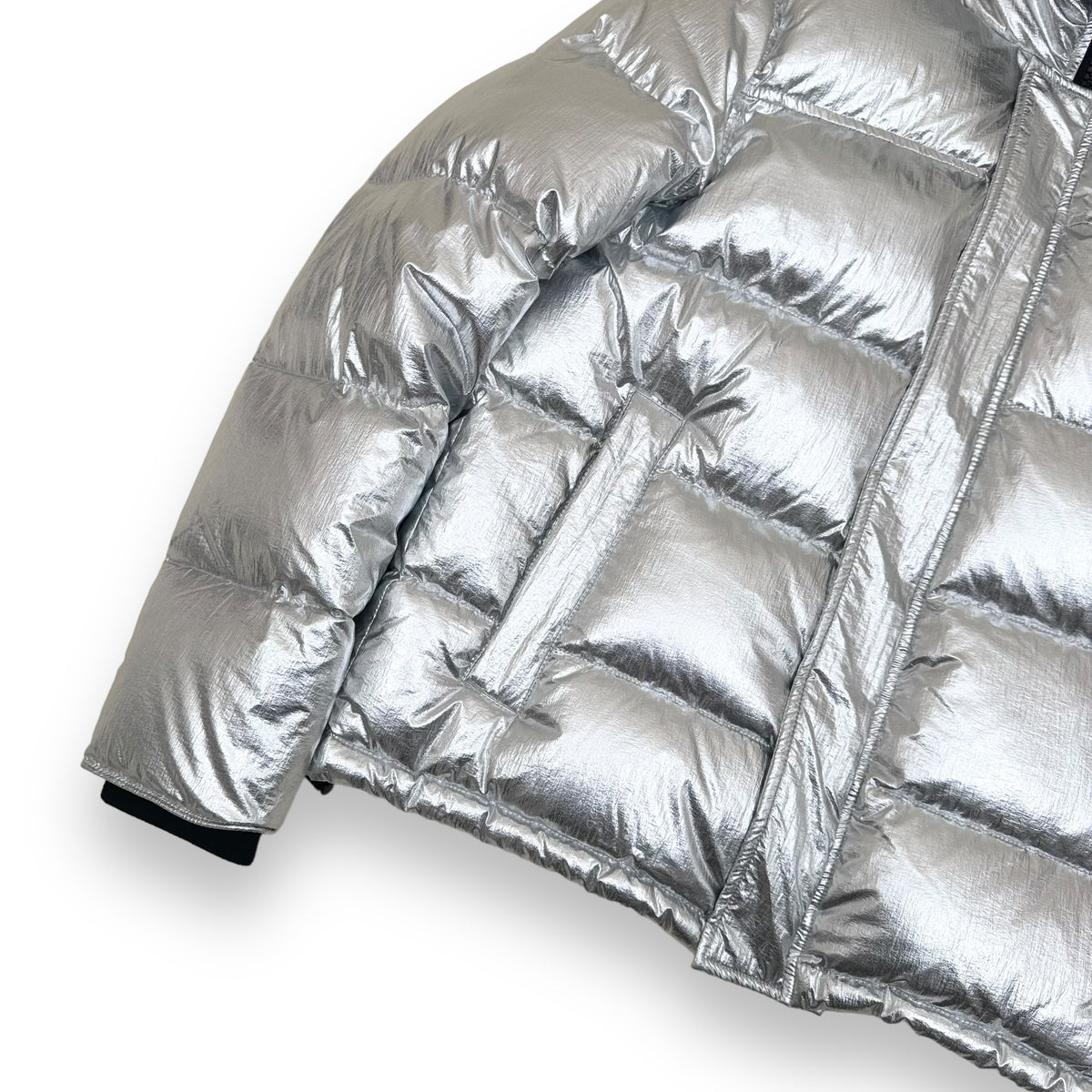 KENZO PARIS HOODED PUFFER JACKET METALLIC SILVER M