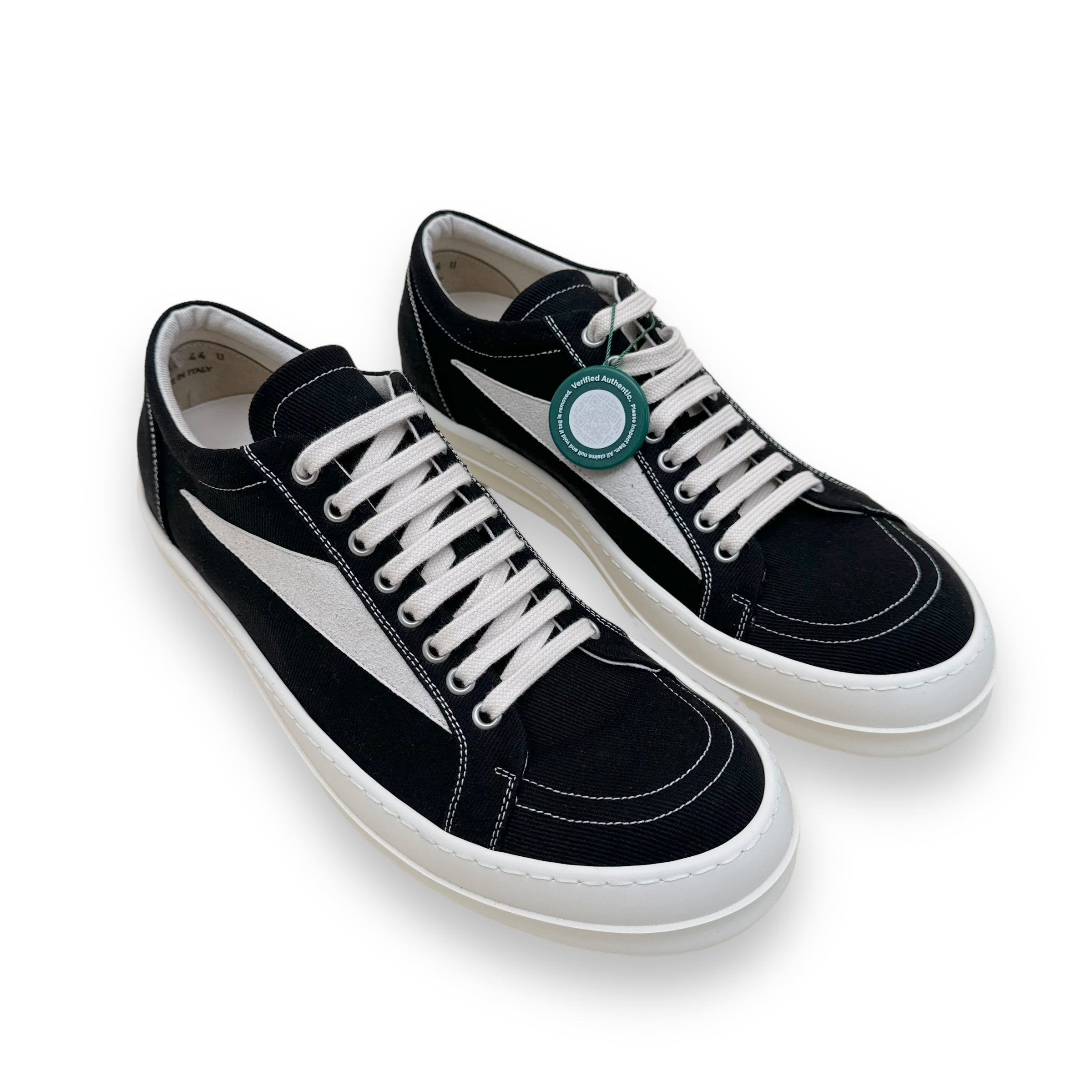 RICK OWENS DRKSHDW LOW TOP SNEAKER BLACK / WHITE UK10
