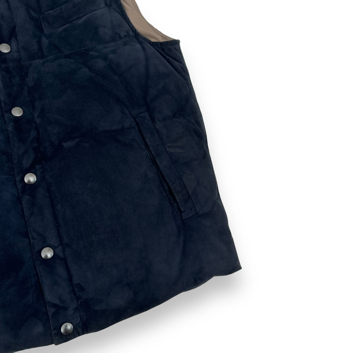 THOM SWEENEY LAMB LEATHER GILET PUFFER JACKET NAVY M