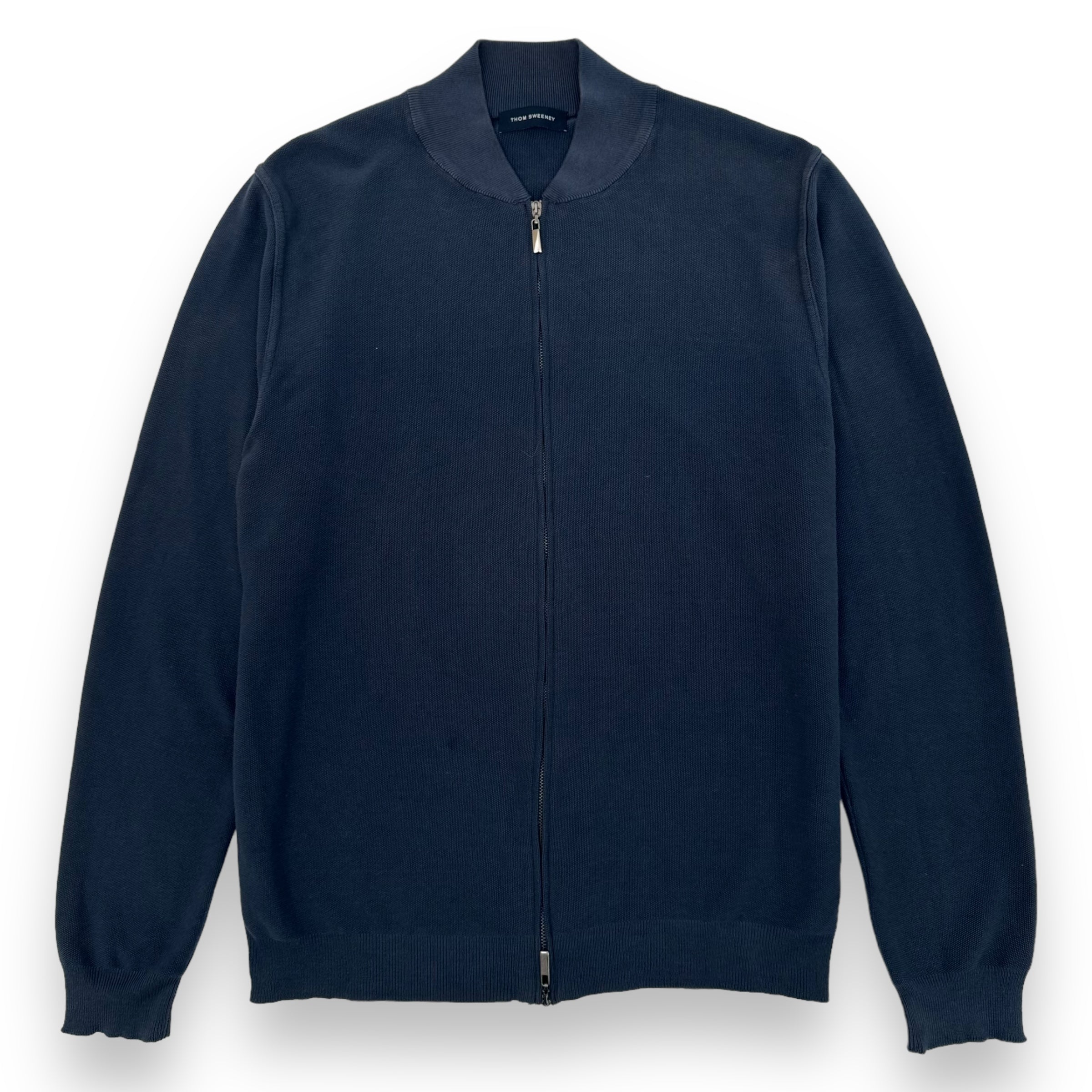 THOM SWEENEY FINE-KNIT COTTON ZIP-UP TRACK JACKET NAVY L