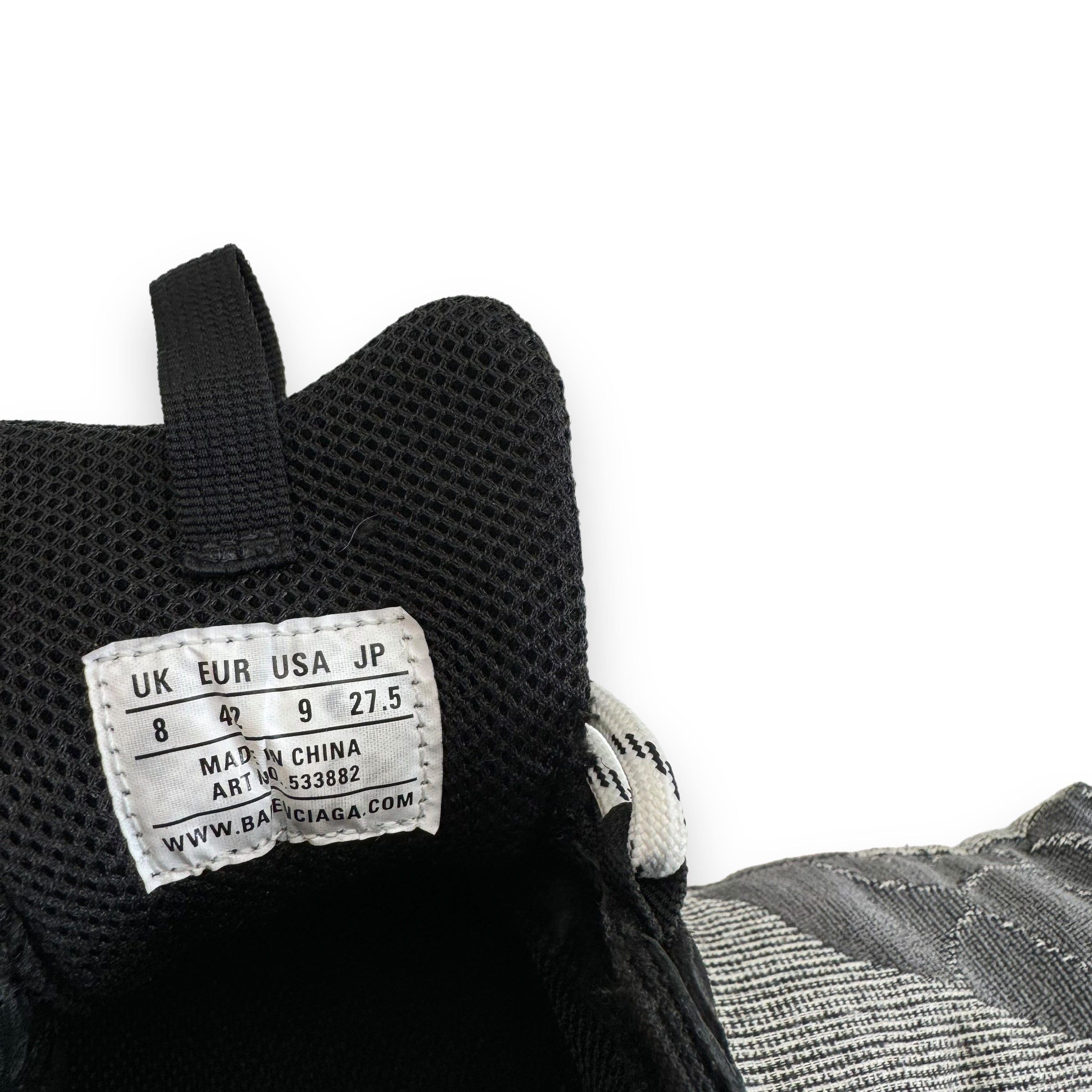 BALENCIAGA TRIPLE S DISTRESSED SNEAKER BLACK / WHITE / RED UK8