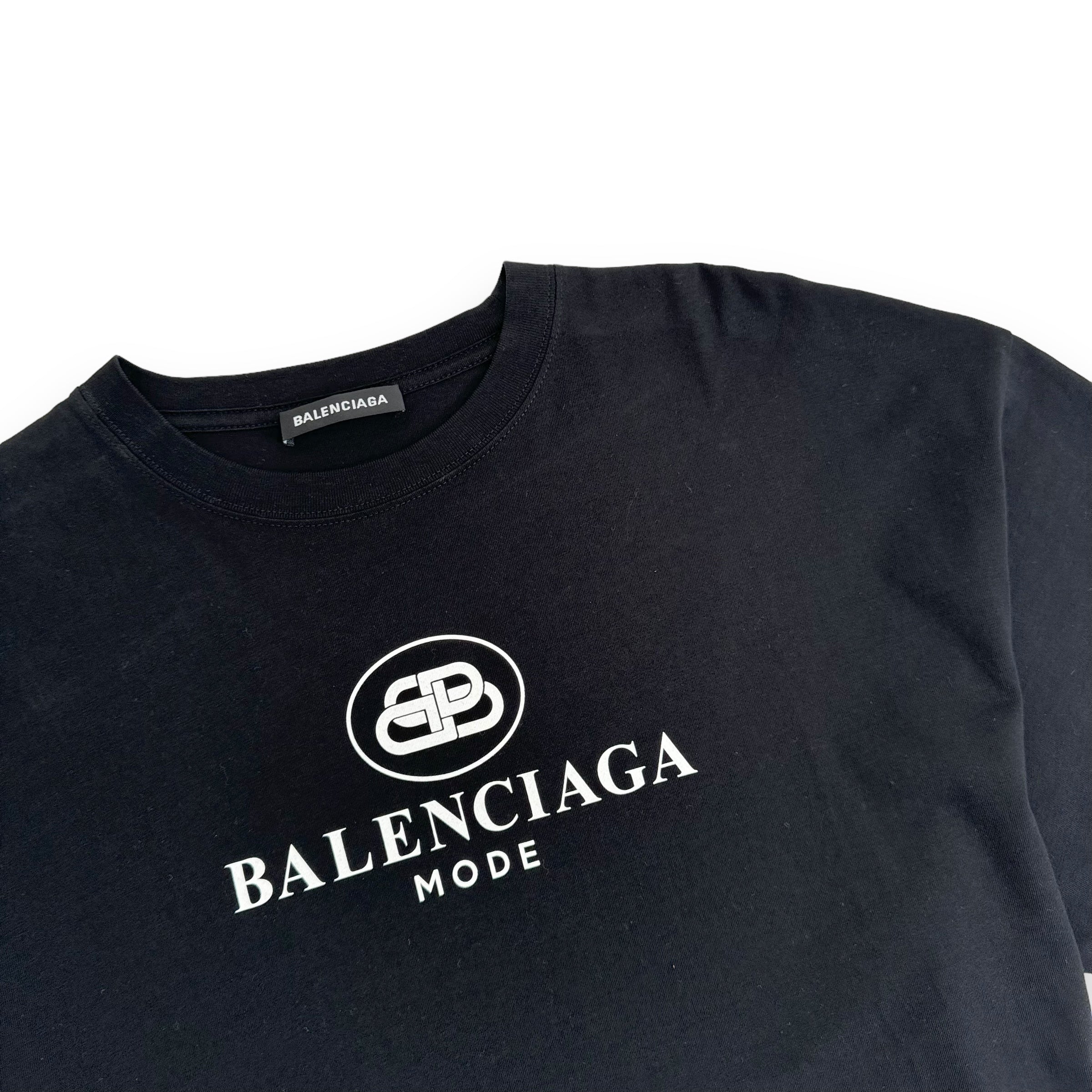 BALENCIAGA BB MODE COTTON T SHIRT BLACK WHITE M Wylist