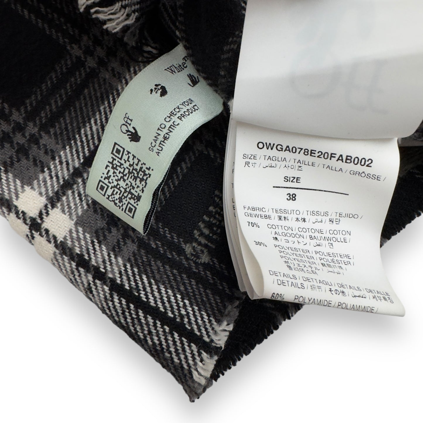 OFF-WHITE LOGO EMBROIDERED CHECKED COTTON-FLANNEL SHIRT S