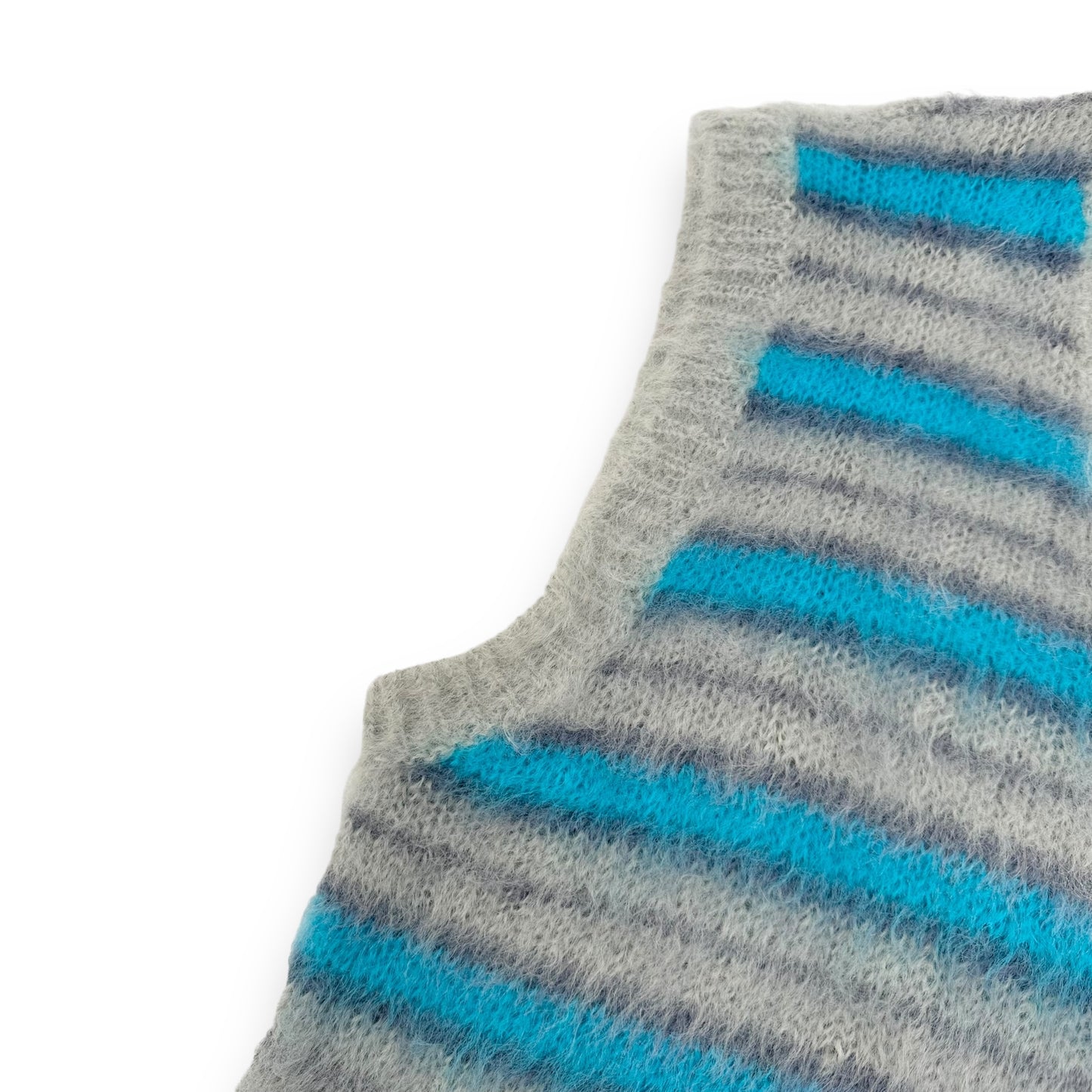 MARNI MOHAIR ‘FUZZY WUZZY’ STRIPED VEST BLUE / GREY L