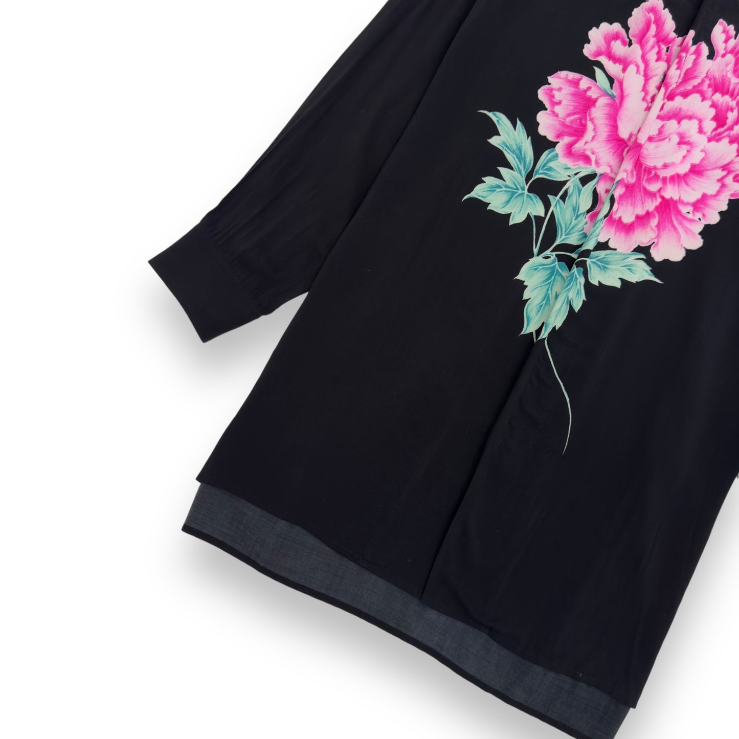 YOHJI YAMAMOTO FLORAL-PRINT LONG-SLEEVE SHIRT BLACK / PINK L