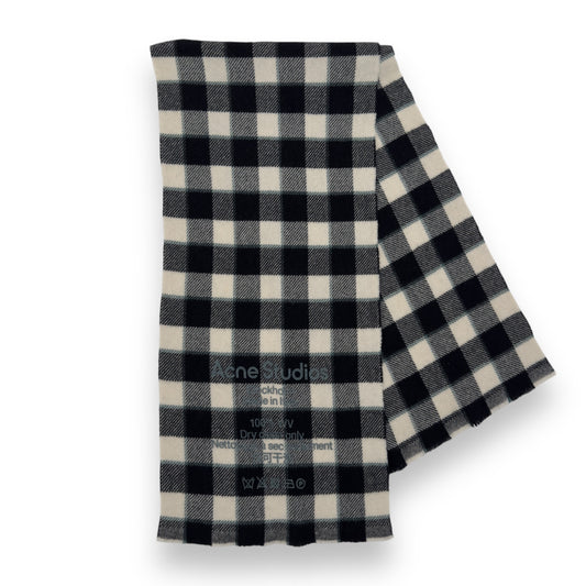 ACNE STUDIOS CHECK WOOL SCARF BLUE