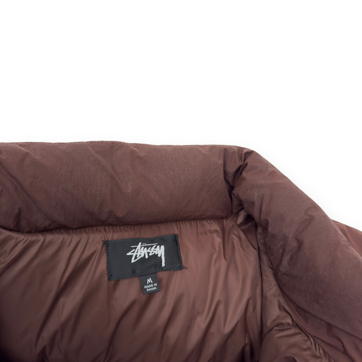 STÜSSY NYLON DOWN PUFFER JACKET BROWN M