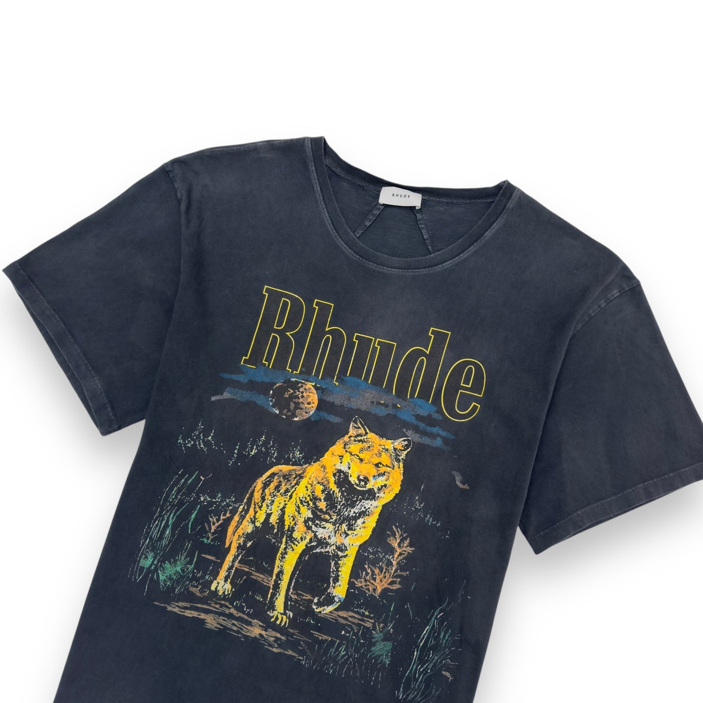 RHUDE AW22 DISTRESSED WOLF T-SHIRT NAVY BLUE XL