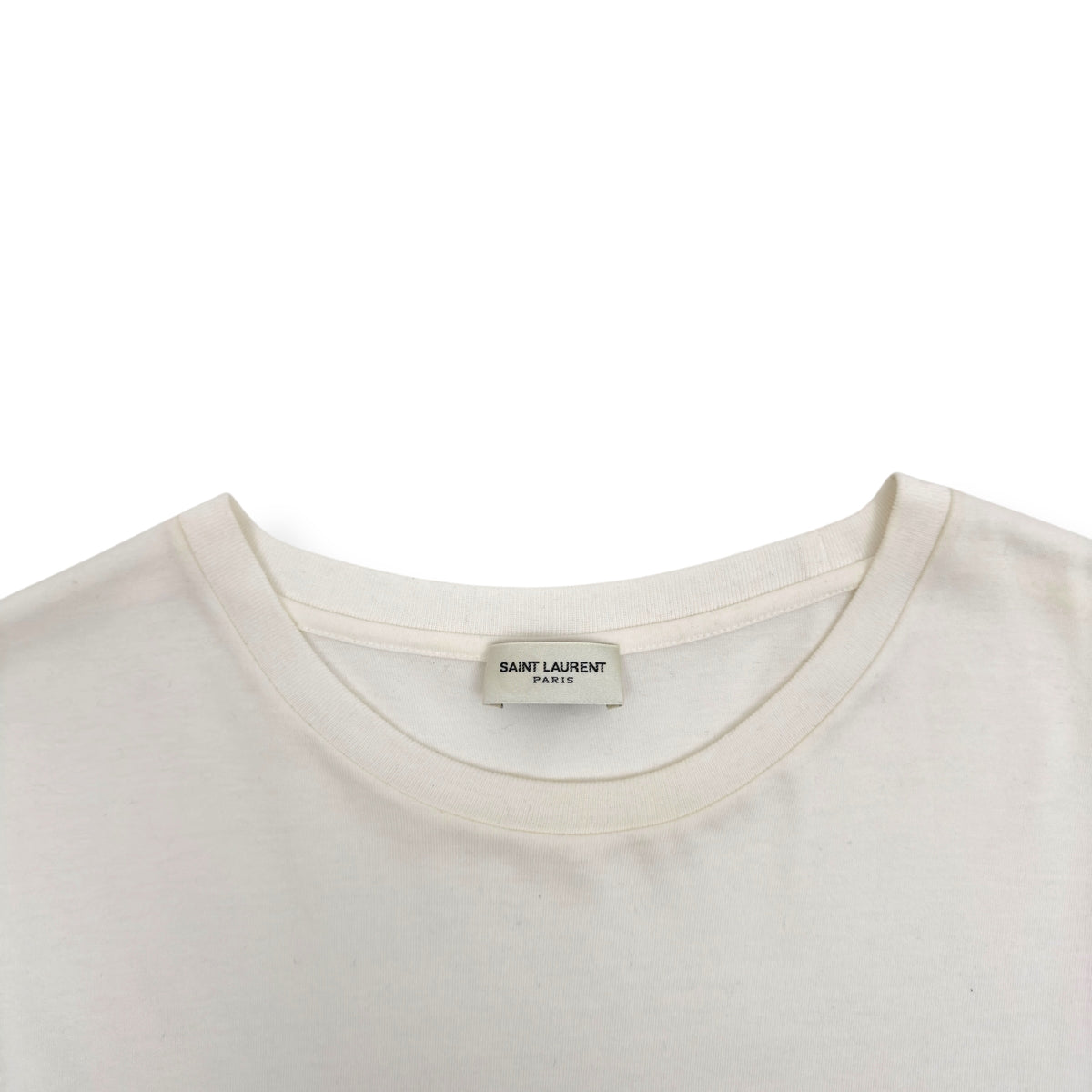 SAINT LAURENT LOGO-PRINT COTTON T-SHIRT WHITE / BLACK M