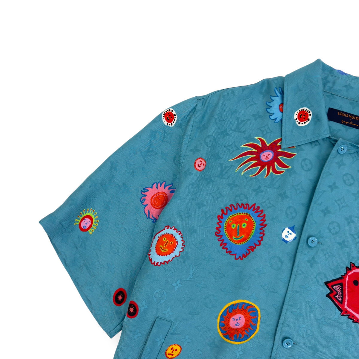 LOUIS VUITTON X YAYOI KUSAMA LV X YK SILK SHIRT BLUE L