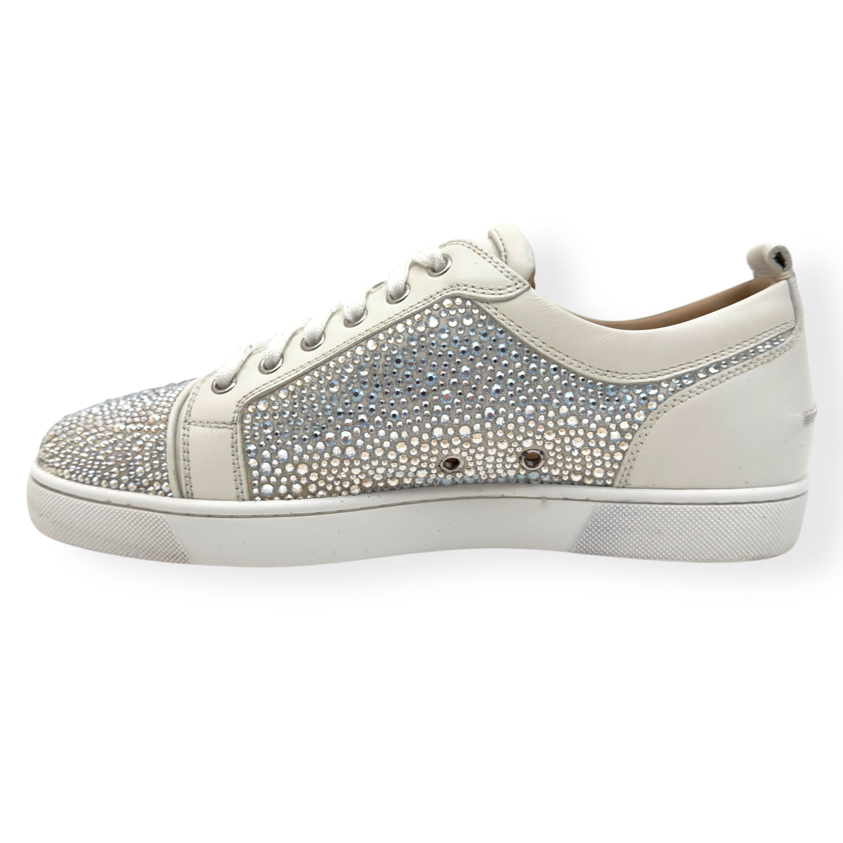 CHRISTIAN LOUBOUTIN LOUIS JUNIOR STRASS EMBELLISHED LOW TOP SNEAKER WHITE 43 / UK9