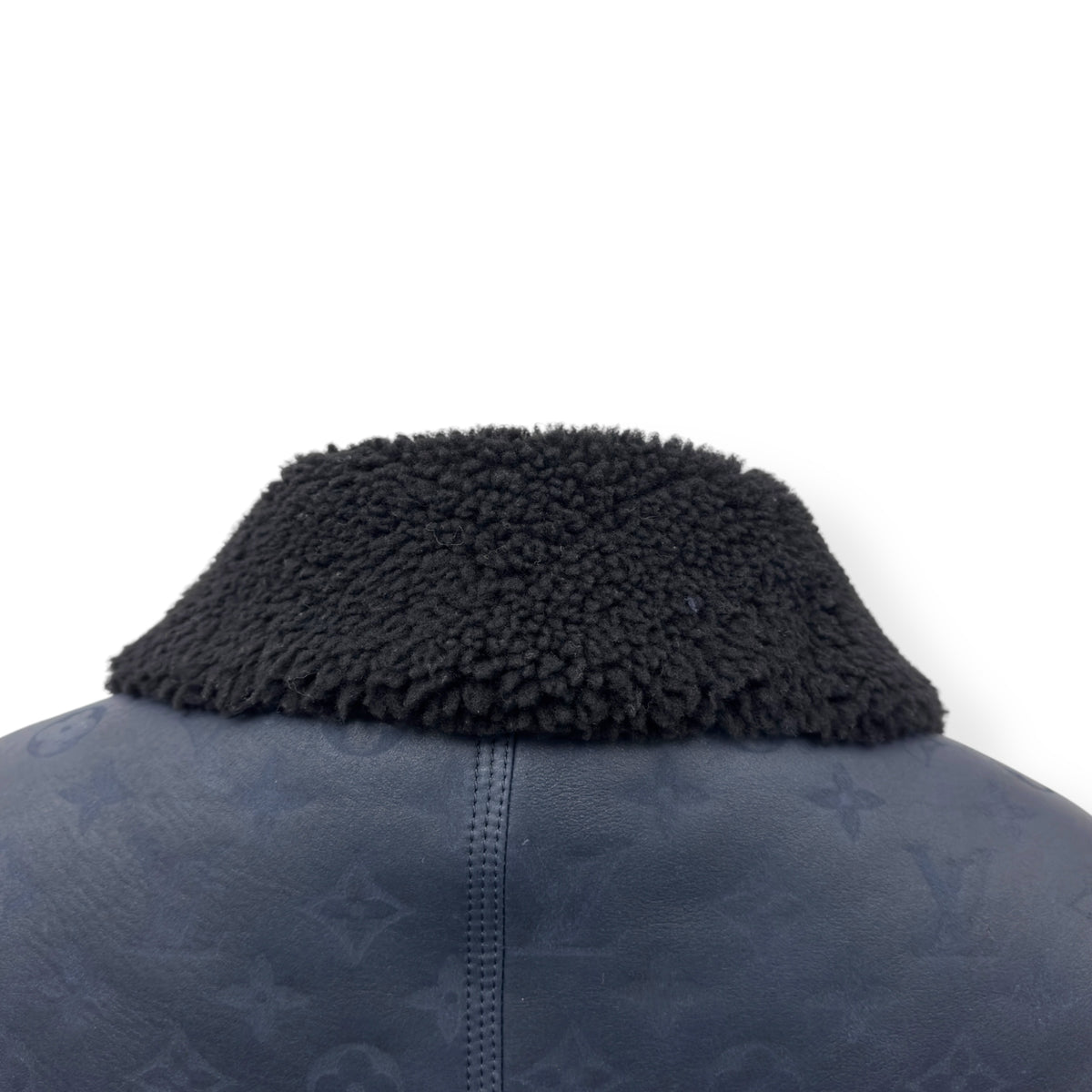 LOUIS VUITTON MONOGRAM SHEARLING JACKET BLUE / BLACK 52 / L