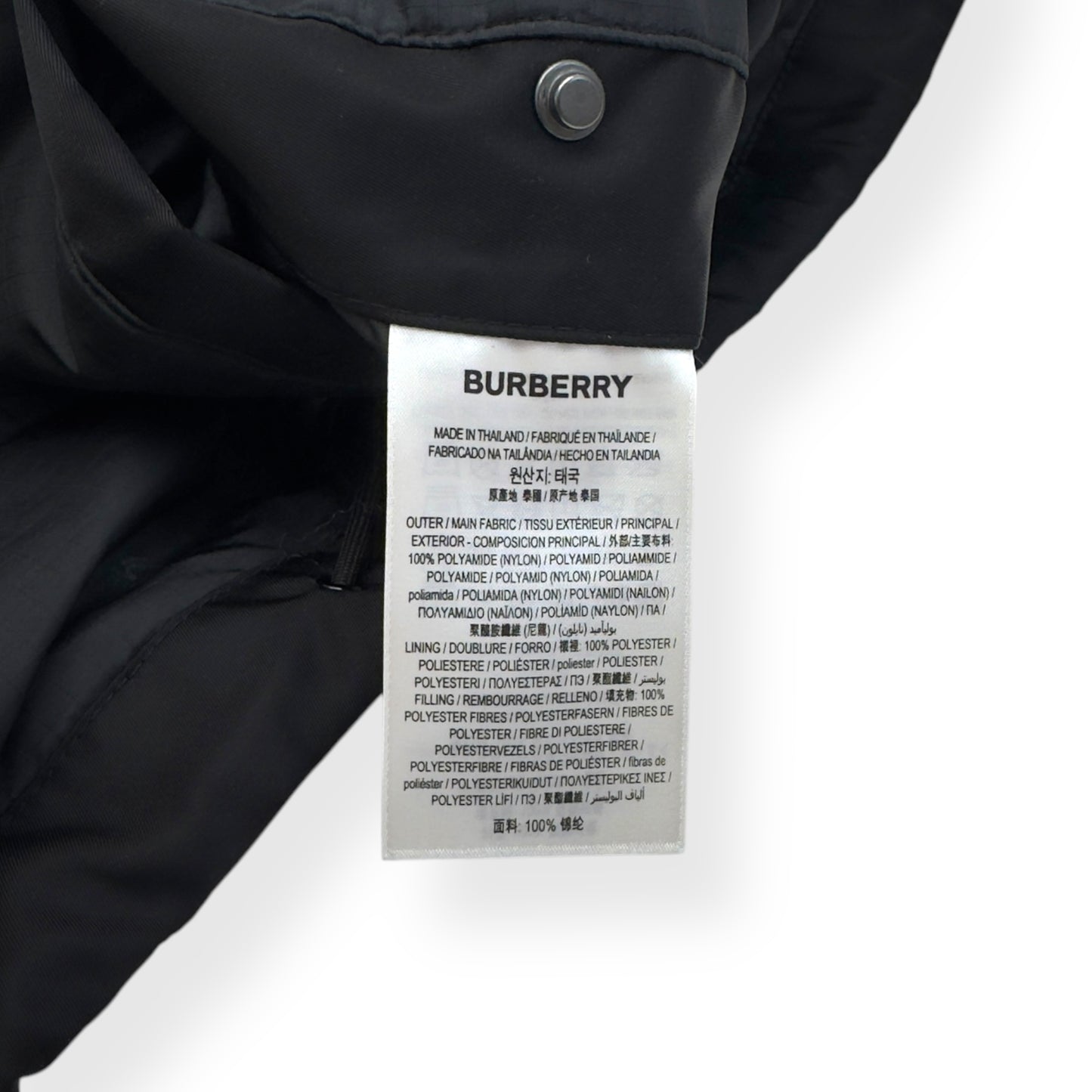 BURBERRY LOCATION-PRINT NYLON ECONYL PARKA JACKET BLACK M