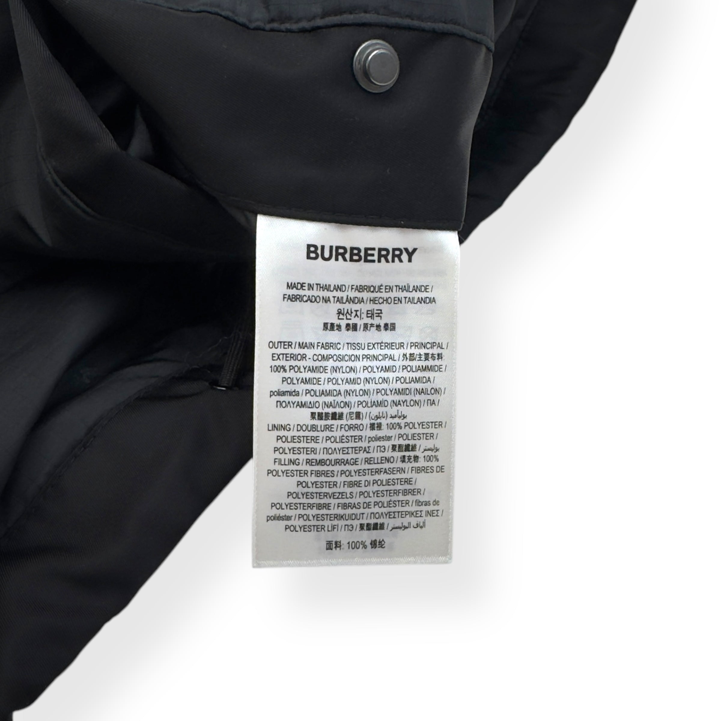 BURBERRY LOCATION-PRINT NYLON ECONYL PARKA JACKET BLACK M