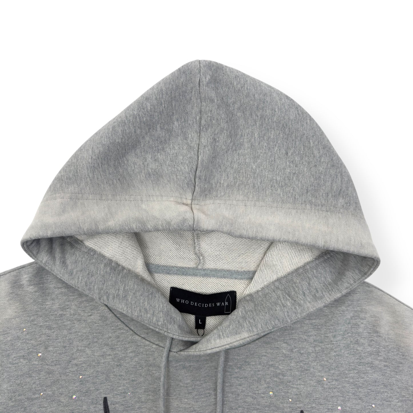 WHO DECIDES WAR FLAMES GLASS HOODIE VINTAGE GREY / ORANGE L