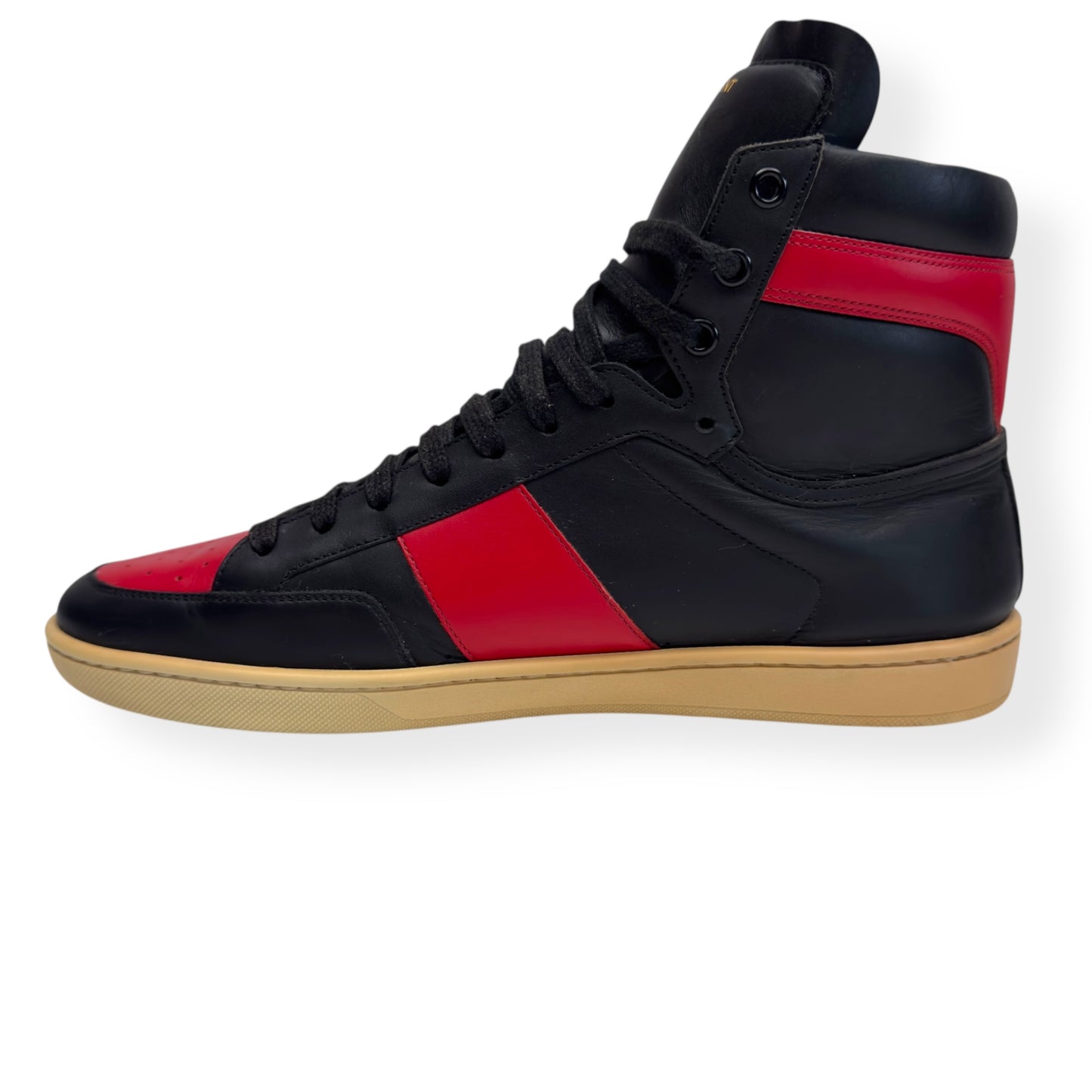 SAINT LAURENT SL-10 HIGH TOP LEATHER SNEAKER RED / BLACK UK9