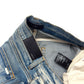 AMIRI VARSITY PATCH DISTRESSED SKINNY DENIM JEANS BLUE / BLACK W34”