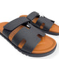 HERMÈS CHYPRE SANDALS NATUREL / BLACK 42 / UK8