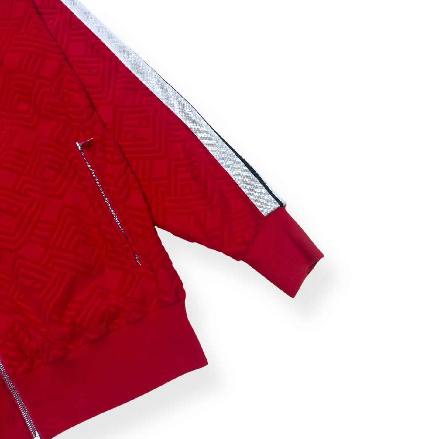 PALM ANGELS TERRY TRACK JACKET RED / WHITE L