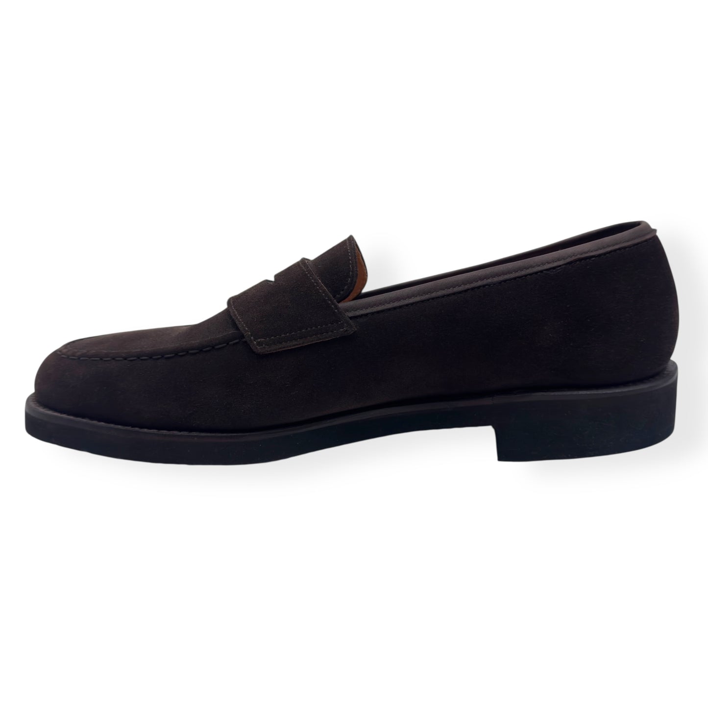 THOM SWEENEY CALF SUEDE PENNY LOAFER ESPRESSO BROWN UK9.5