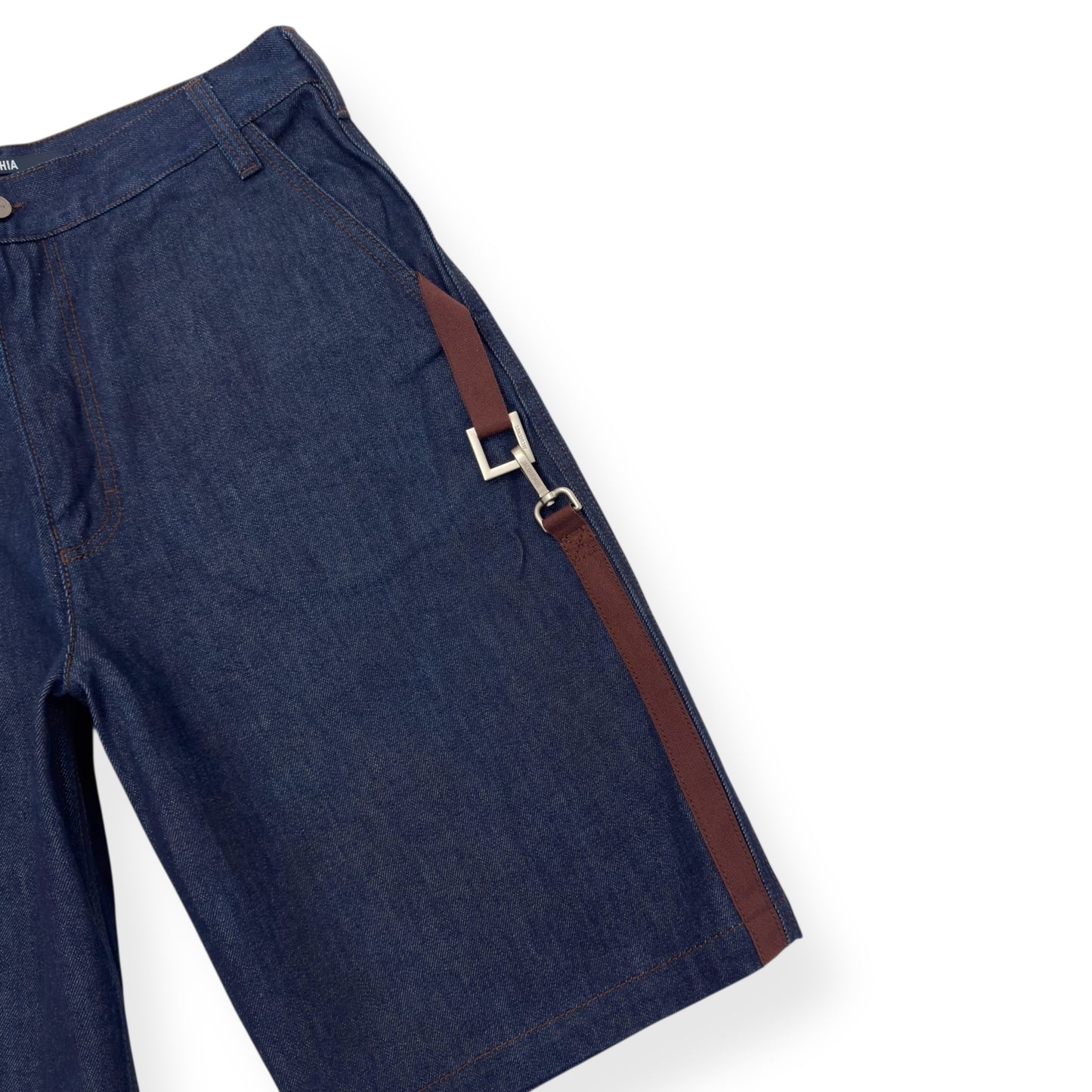 JACQUEMUS LE RAPHIA DENIM SHORTS INDIGO BLUE W31”