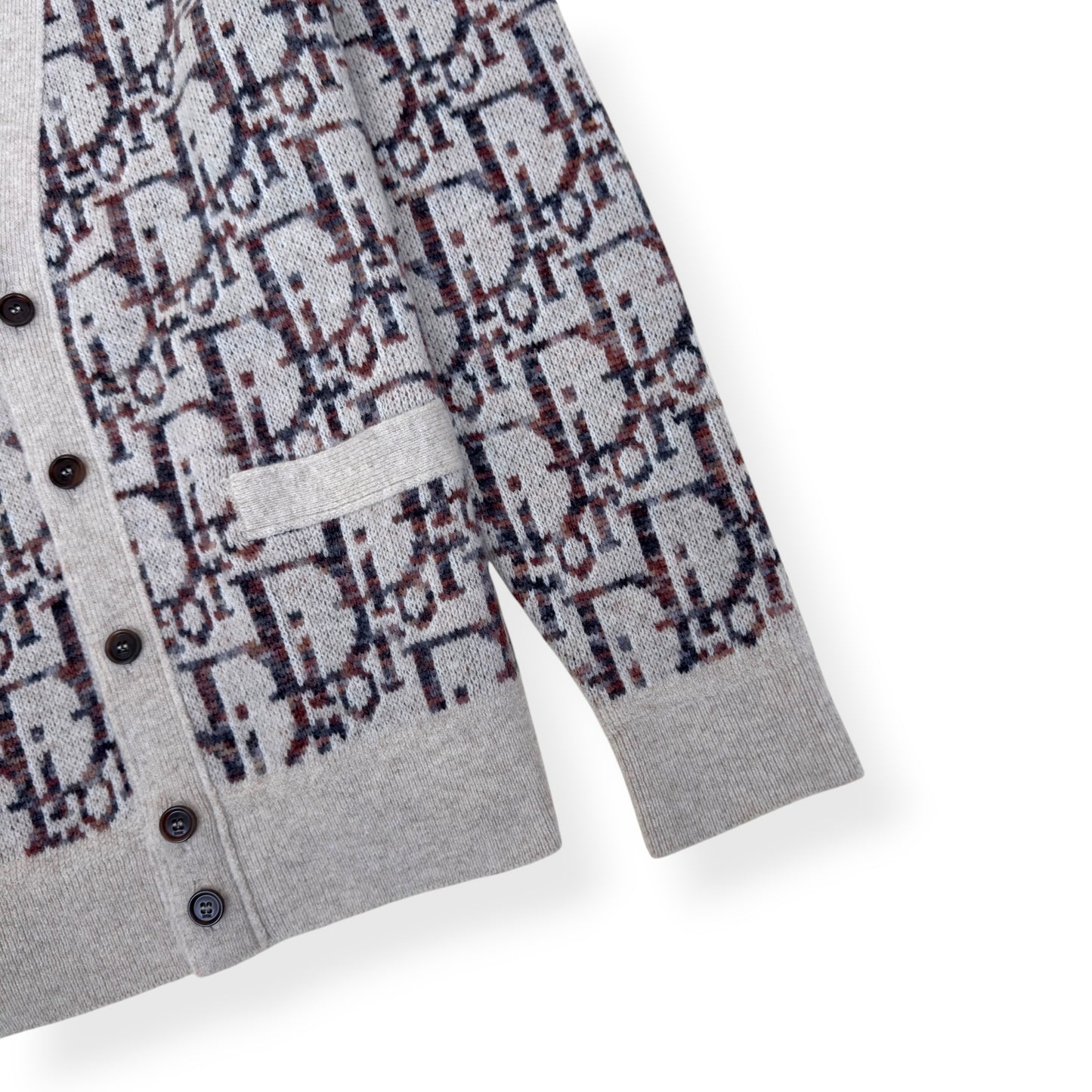 DIOR OBLIQUE VIRGIN WOOL JACQUARD CARDIGAN BEIGE / BROWN XXL